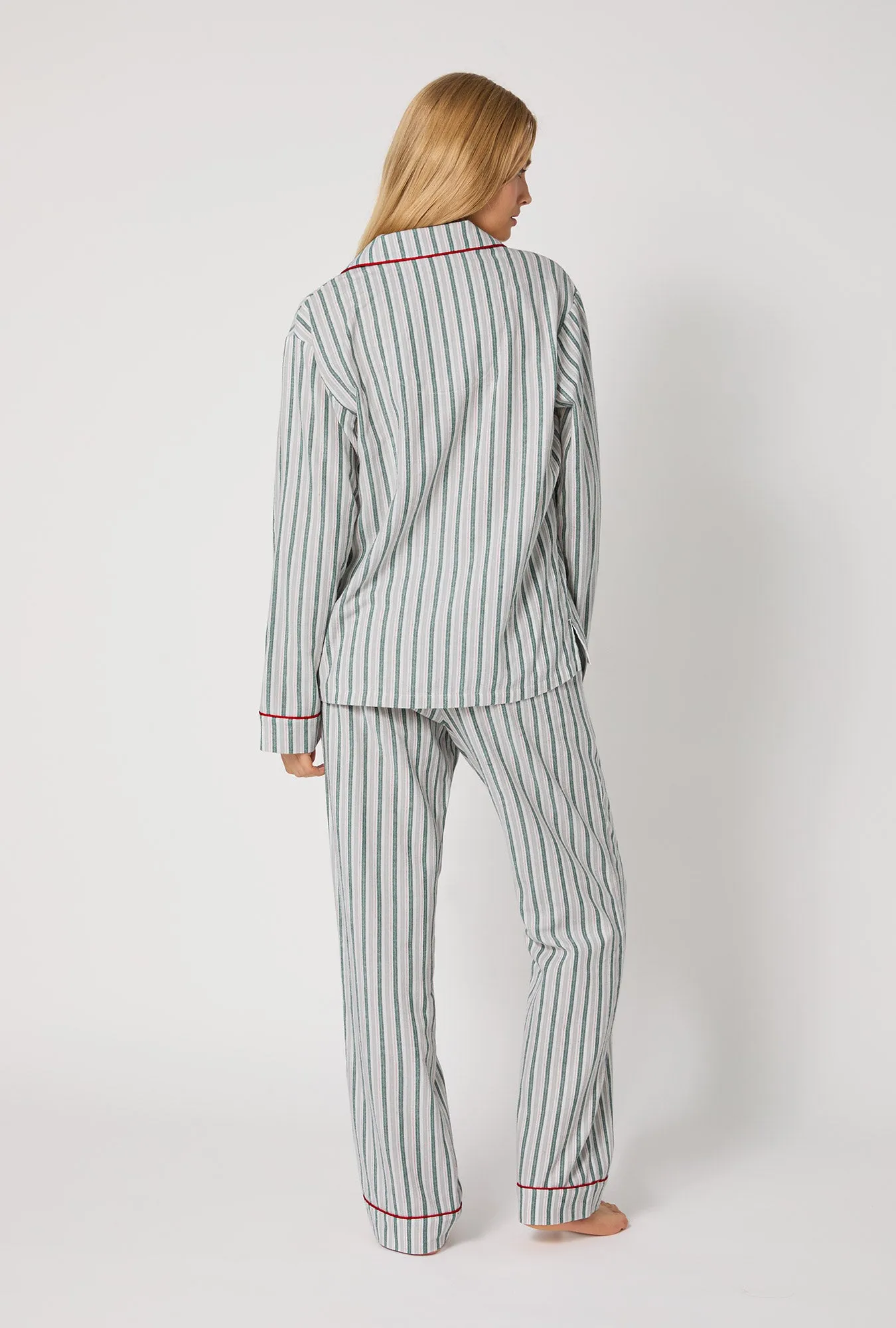 Peppermint Stripe Long Sleeve Classic Woven Portuguese Flannel PJ Set sold by BedHead product image thumbnail 3