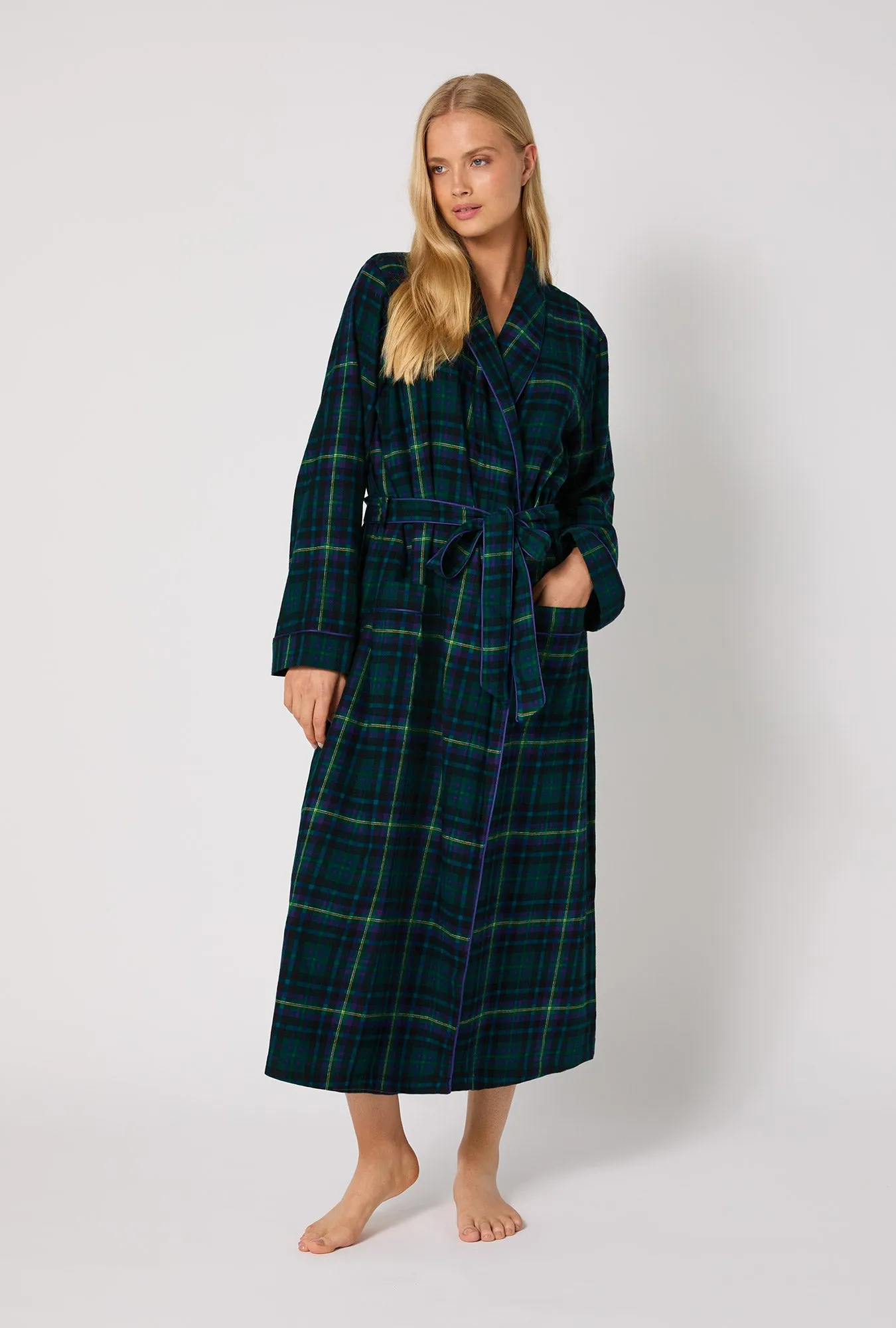 Walden Plaid Unisex Classic Woven Portuguese Flannel Robe de Chambre sold by BedHead product image thumbnail 5