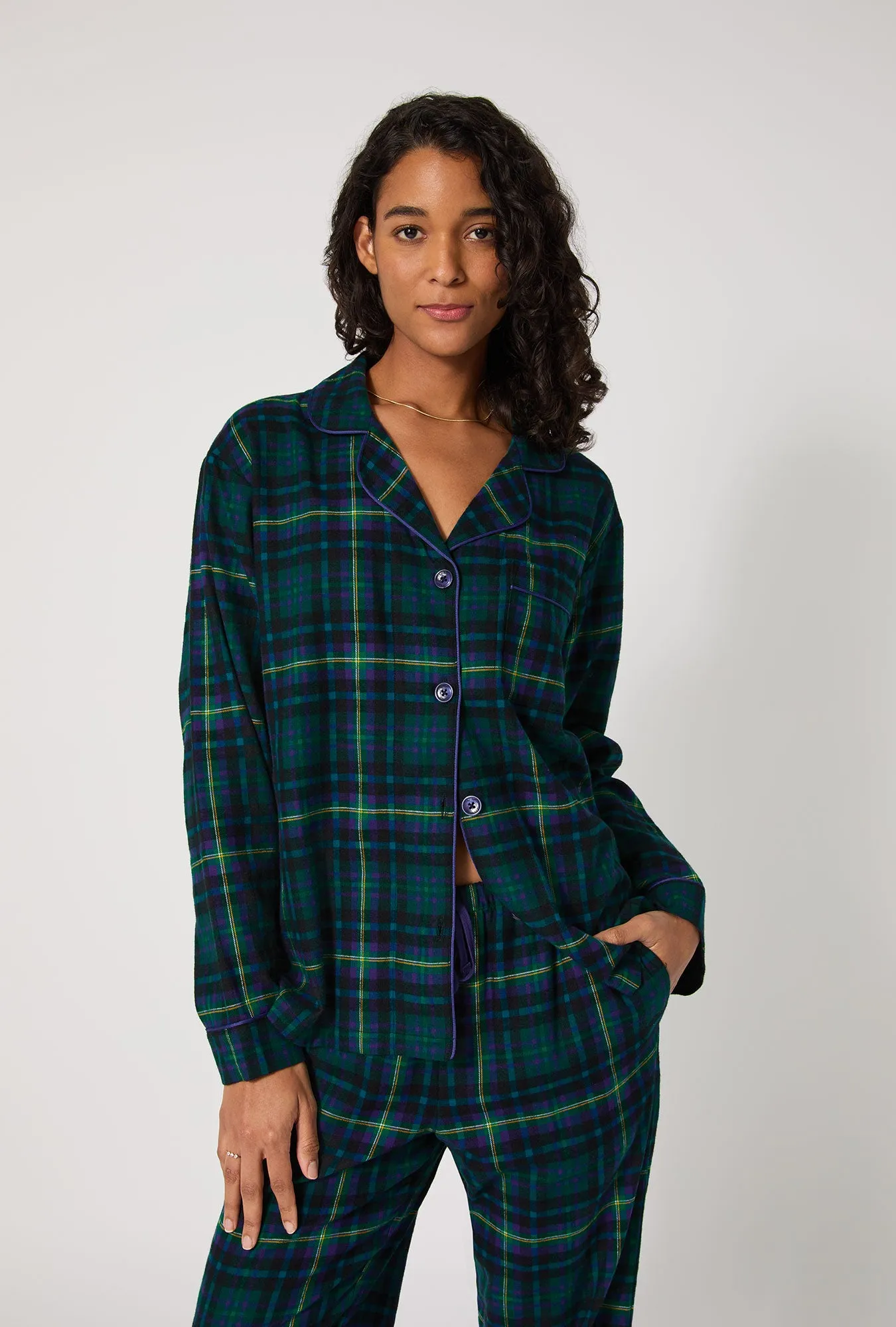 Walden Plaid Long Sleeve Classic Woven Portuguese Flannel PJ Set sold by BedHead product image thumbnail 3