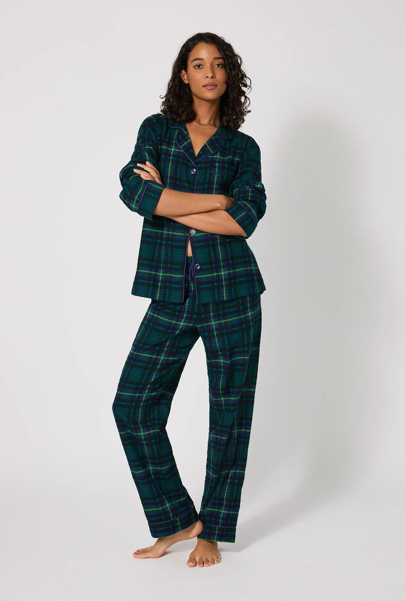 Walden Plaid Long Sleeve Classic Woven Portuguese Flannel PJ Set sold by BedHead