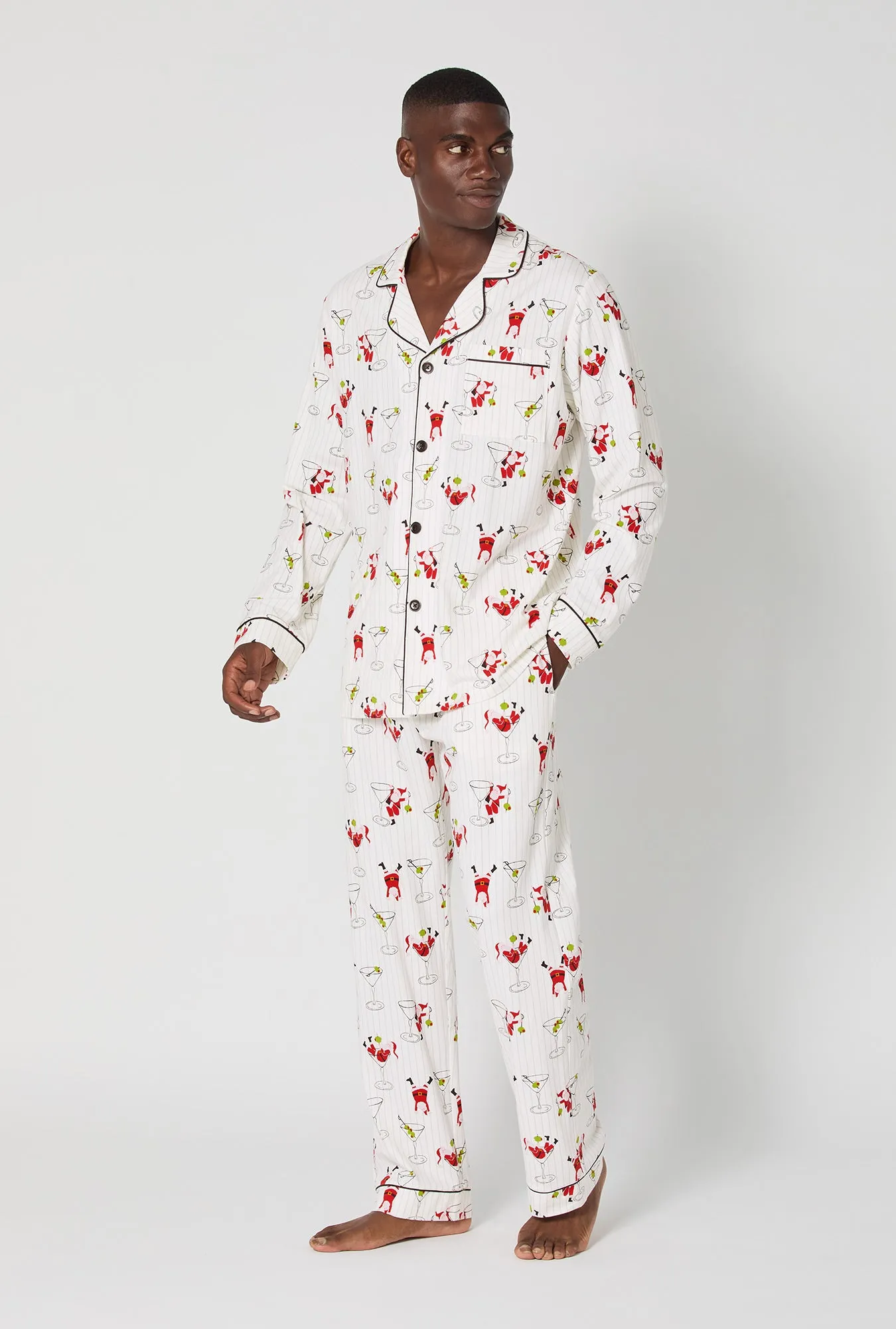 Tipsy Santa Men's Long Sleeve Classic Stretch Jersey Pj Set sold by BedHead product image thumbnail 2