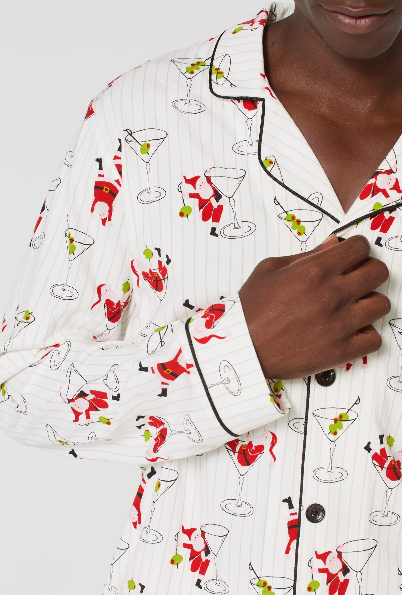 Tipsy Santa Men's Long Sleeve Classic Stretch Jersey Pj Set sold by BedHead product image thumbnail 4