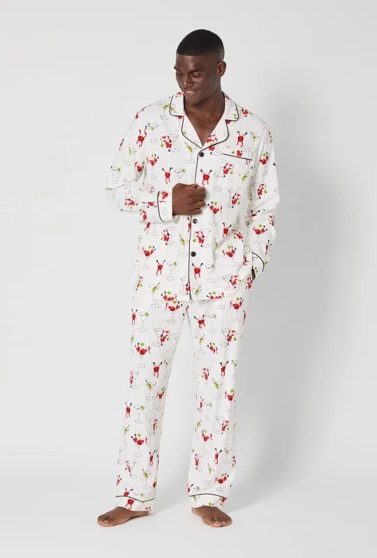 Tipsy Santa Men's Long Sleeve Classic Stretch Jersey Pj Set sold by BedHead