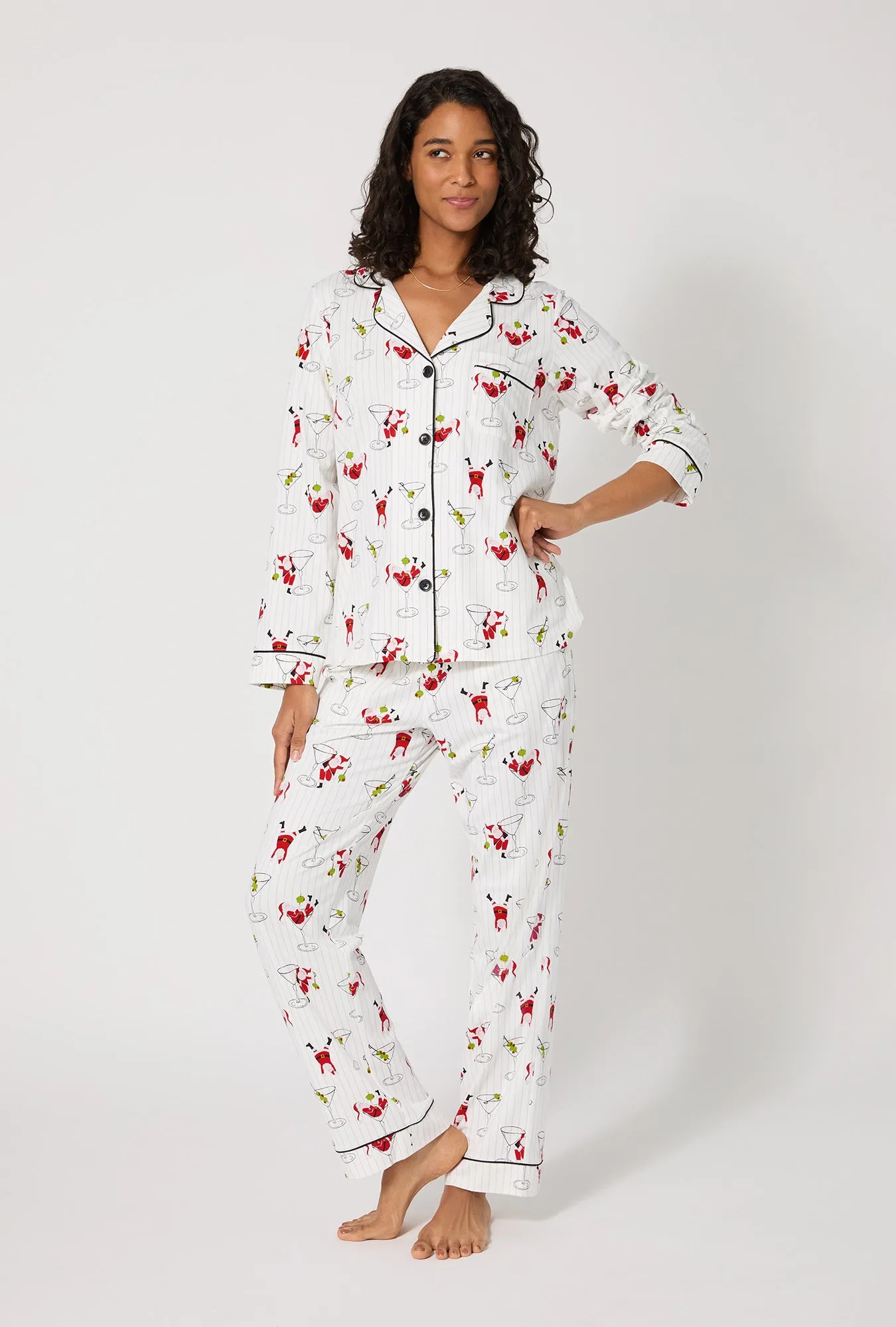 Tipsy Santa Long Sleeve Classic Stretch Jersey Pj Set sold by BedHead product image thumbnail 2