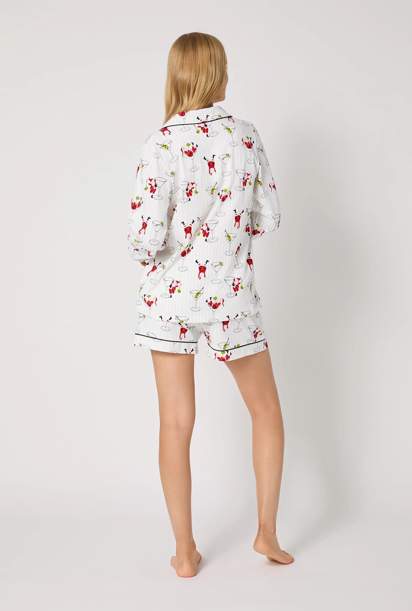 Tipsy Santa Long Sleeve Classic Stretch Jersey Shorty Pj Set sold by BedHead product image thumbnail 3