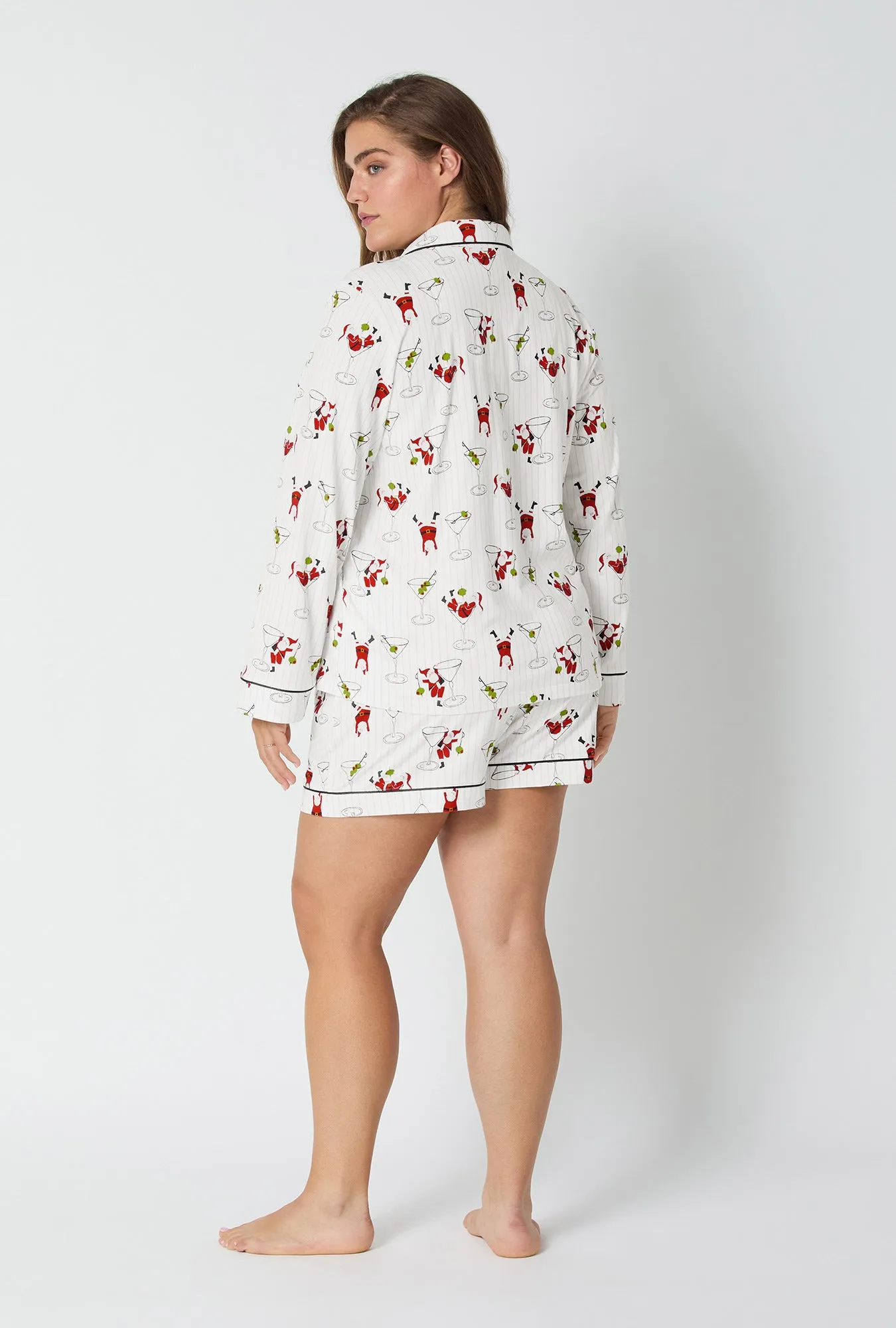 Tipsy Santa Long Sleeve Classic Stretch Jersey Shorty Pj Set sold by BedHead product image thumbnail 5