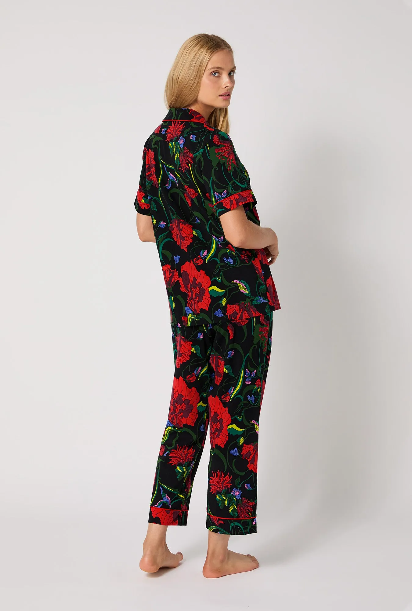 BedHead X Trina Turk Haute Floral Short Sleeve Classic Stretch Jersey Cropped Pj Set sold by BedHead product image thumbnail 3