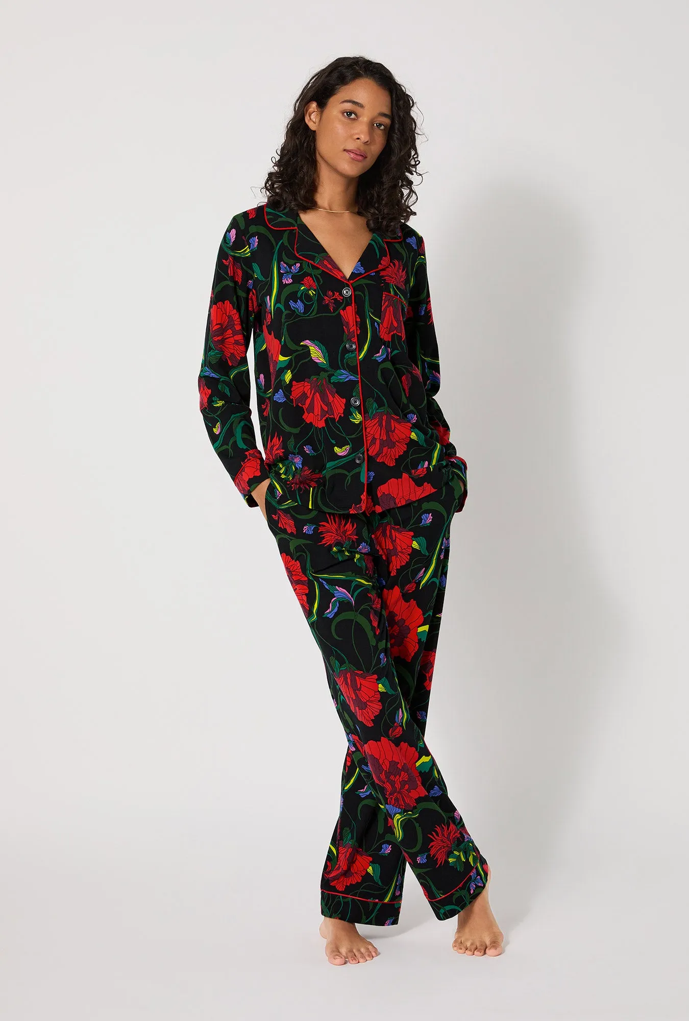 BedHead X Trina Turk Haute Floral Long Sleeve Classic Stretch Jersey Pj Set sold by BedHead