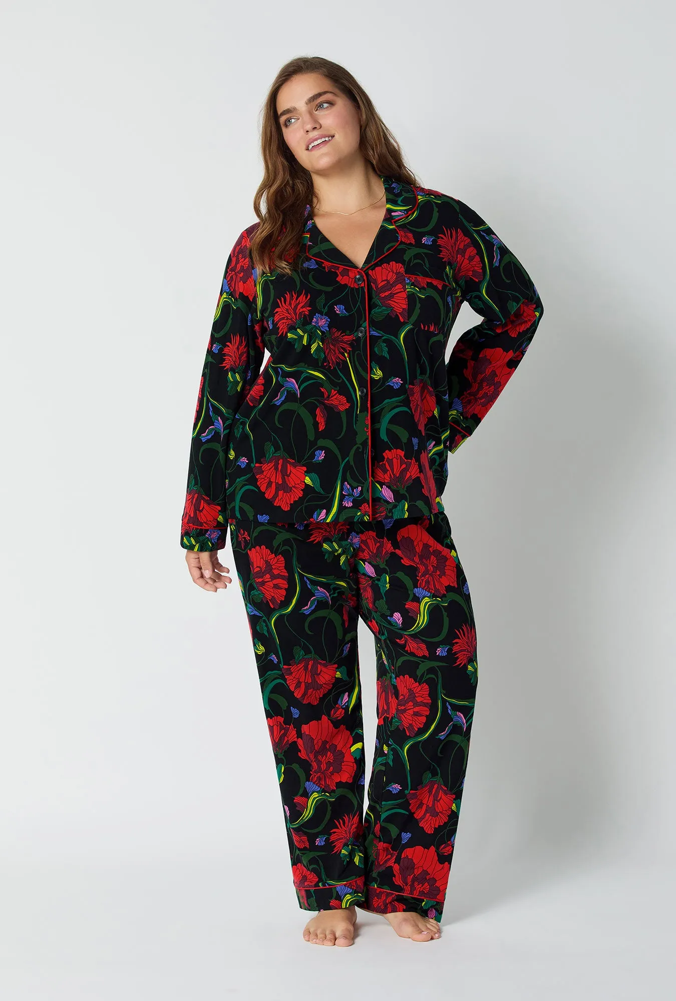 BedHead X Trina Turk Haute Floral Long Sleeve Classic Stretch Jersey Pj Set sold by BedHead product image thumbnail 5