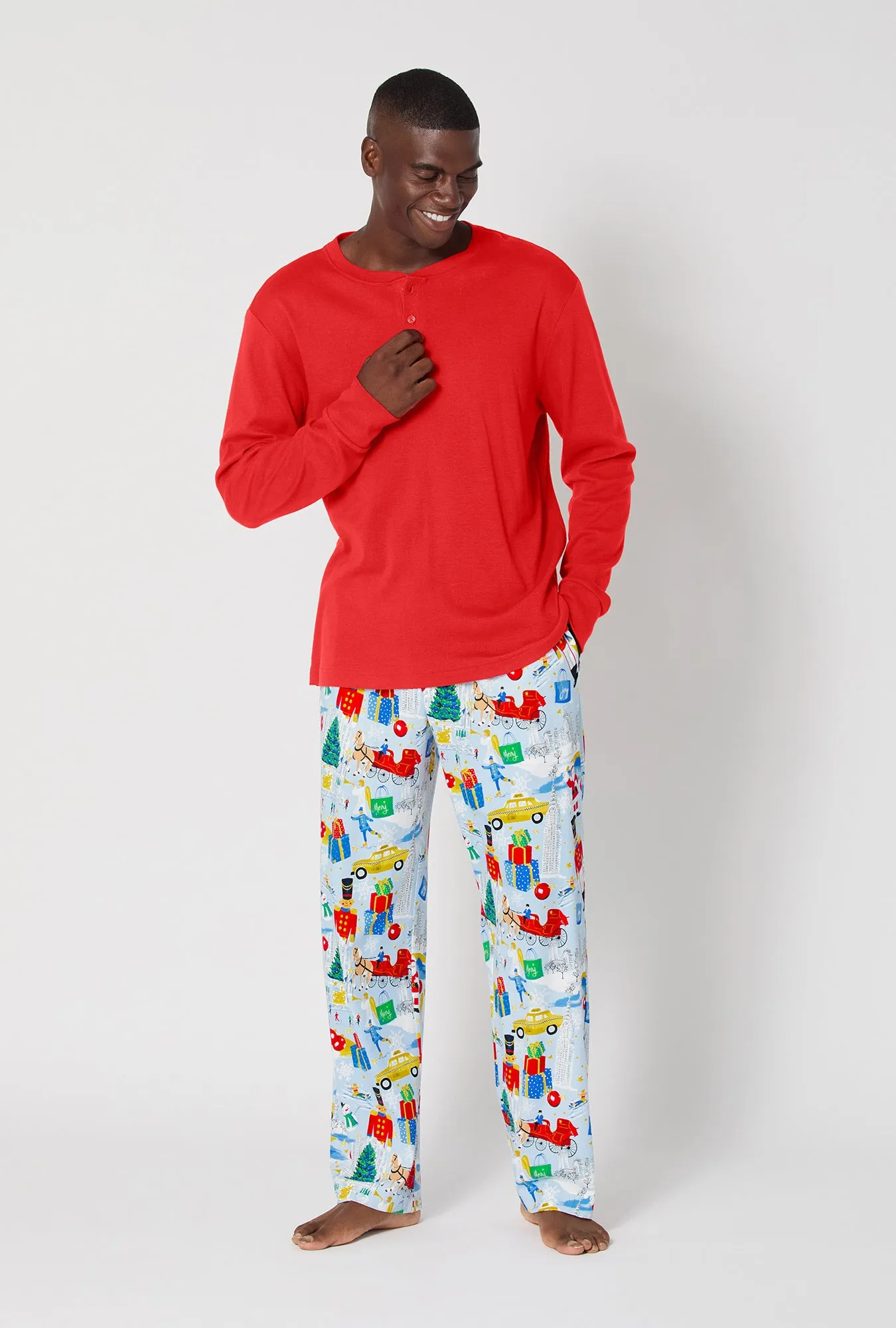A City Christmas Men's Long Sleeve Henley Stretch Jersey Pj Set sold by BedHead product image thumbnail 2
