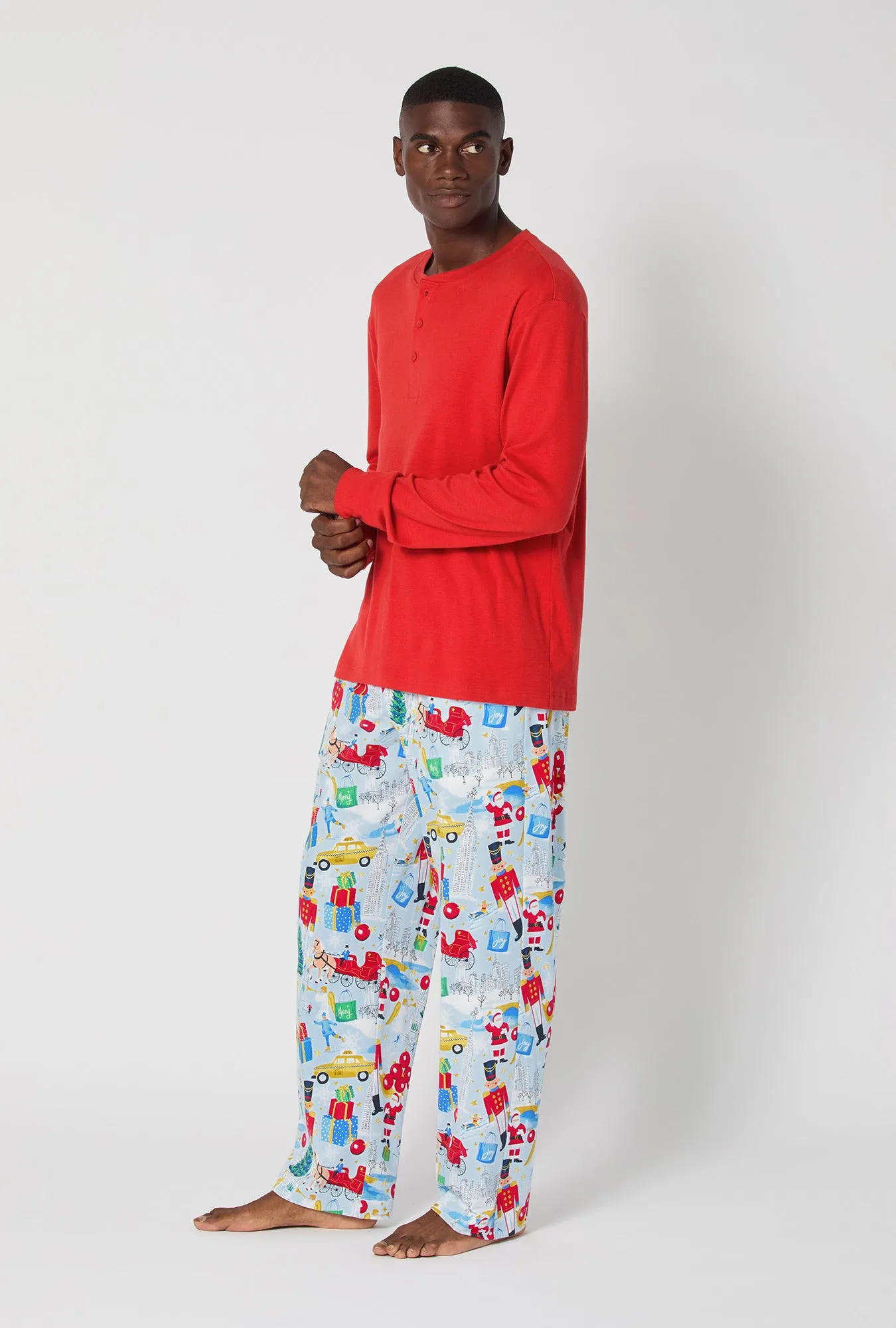 A City Christmas Men's Long Sleeve Henley Stretch Jersey Pj Set sold by BedHead product image thumbnail 3