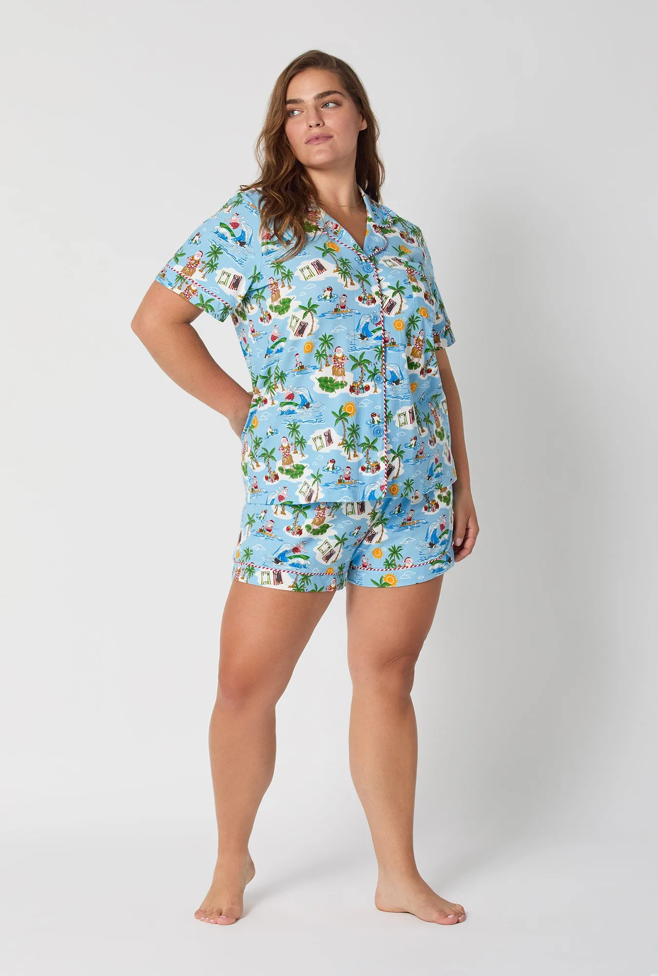 Surfin' Santa Short Sleeve Classic Shorty Stretch Jersey Pj Set sold by BedHead product image thumbnail 5