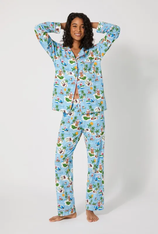 Surfin' Santa Long Sleeve Classic Stretch Jersey Pj Set sold by BedHead