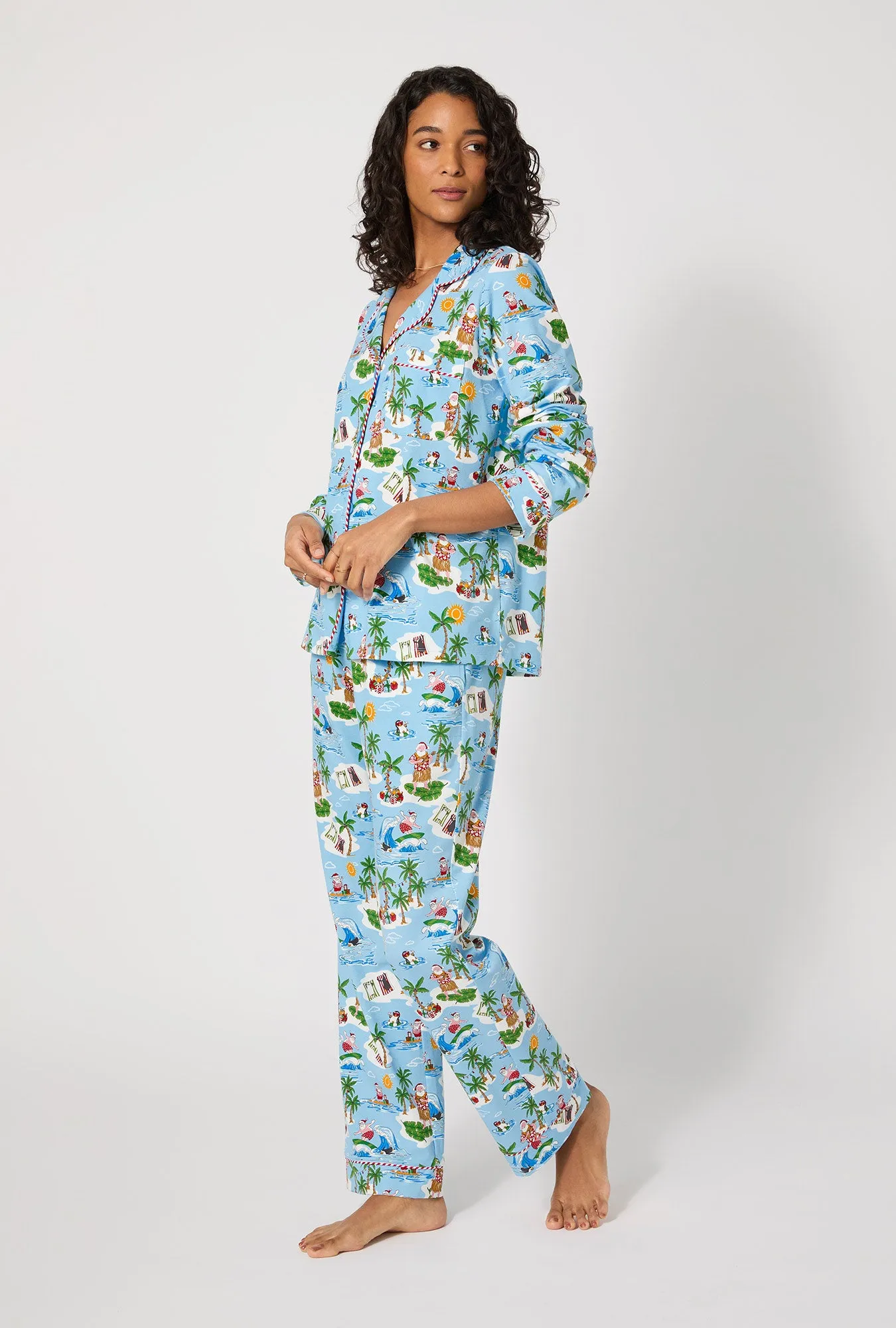 Surfin' Santa Long Sleeve Classic Stretch Jersey Pj Set sold by BedHead product image thumbnail 3