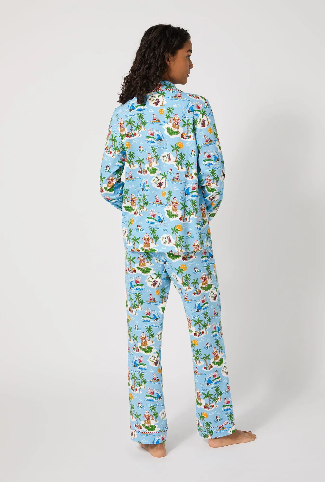 Surfin' Santa Long Sleeve Classic Stretch Jersey Pj Set sold by BedHead product image thumbnail 4