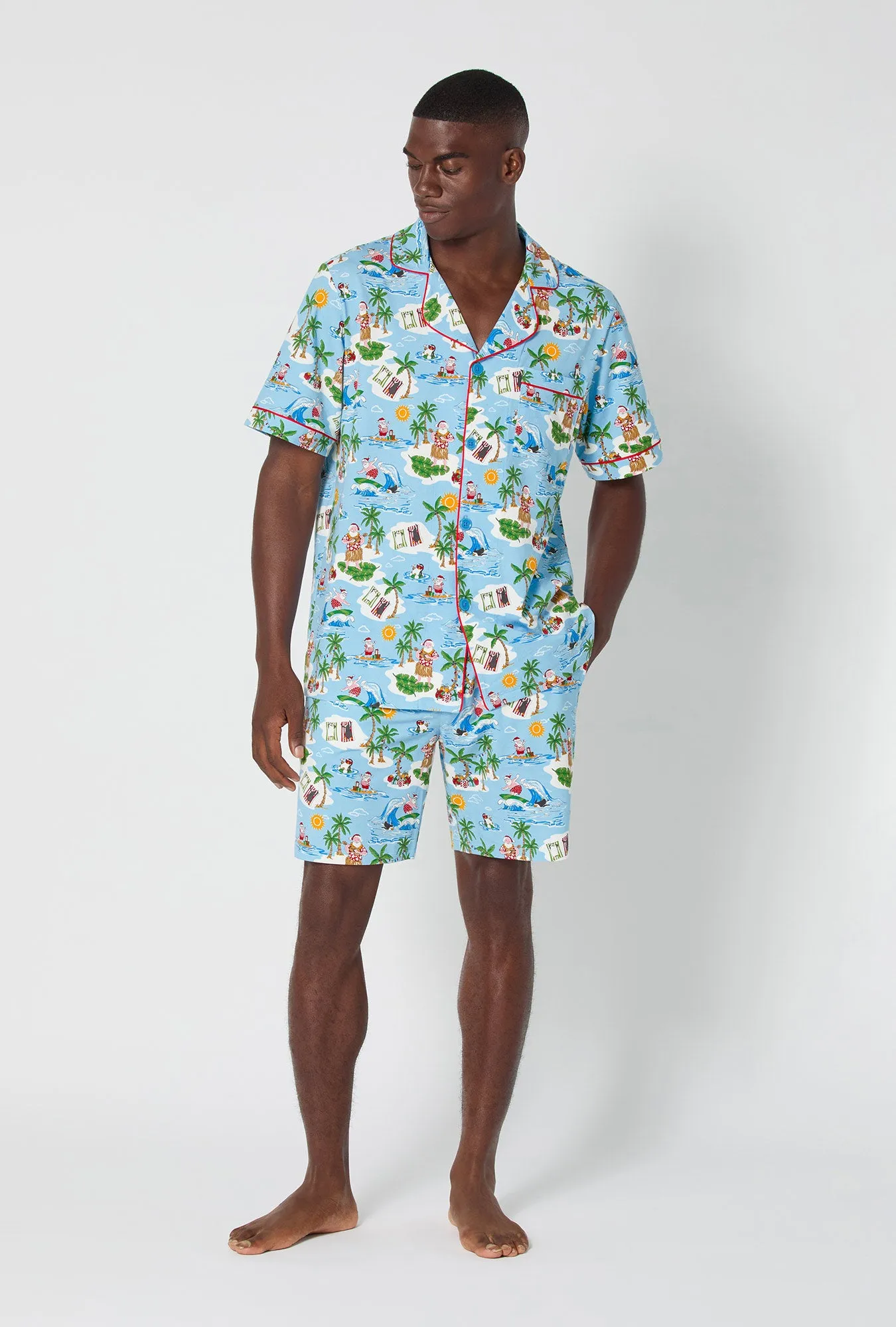 Surfin' Santa Men's Short Sleeve Classic Stretch Jersey Short Pj Set sold by BedHead product image thumbnail 2