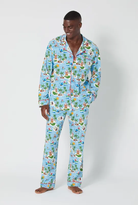 Surfin' Santa Men's Long Sleeve Classic Stretch Jersey Pj Set sold by BedHead