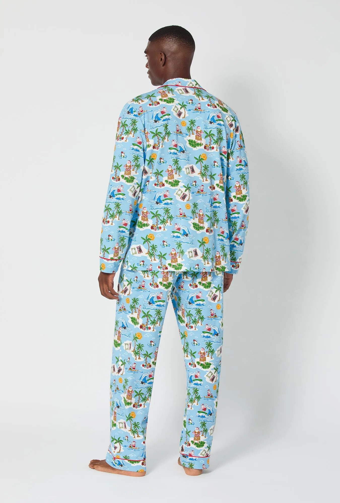 Surfin' Santa Men's Long Sleeve Classic Stretch Jersey Pj Set sold by BedHead product image thumbnail 3