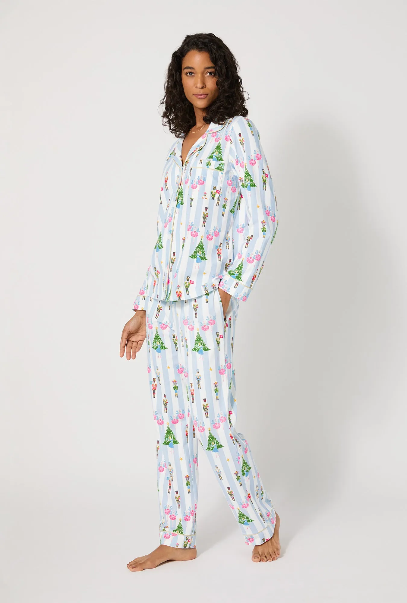 Sugarplum Stripe Long Sleeve Classic Stretch Jersey Pj Set sold by BedHead product image thumbnail 3
