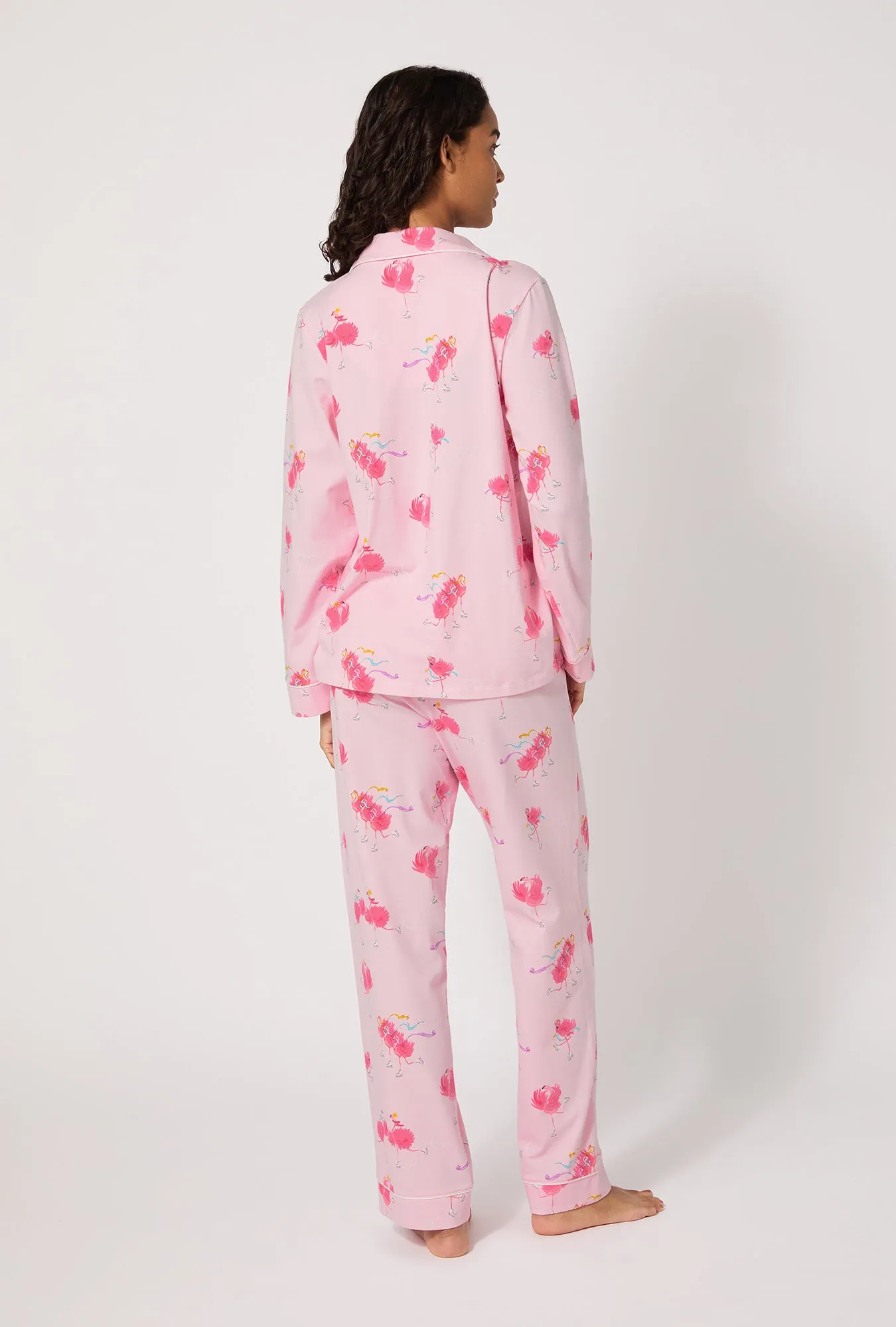 Flamingos On Ice Long Sleeve Classic Stretch Jersey Pj Set sold by BedHead product image thumbnail 4