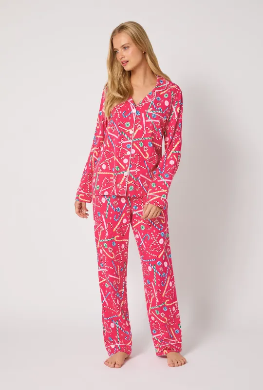 Peppermint Twist Long Sleeve Classic Stretch Jersey Pj Set sold by BedHead