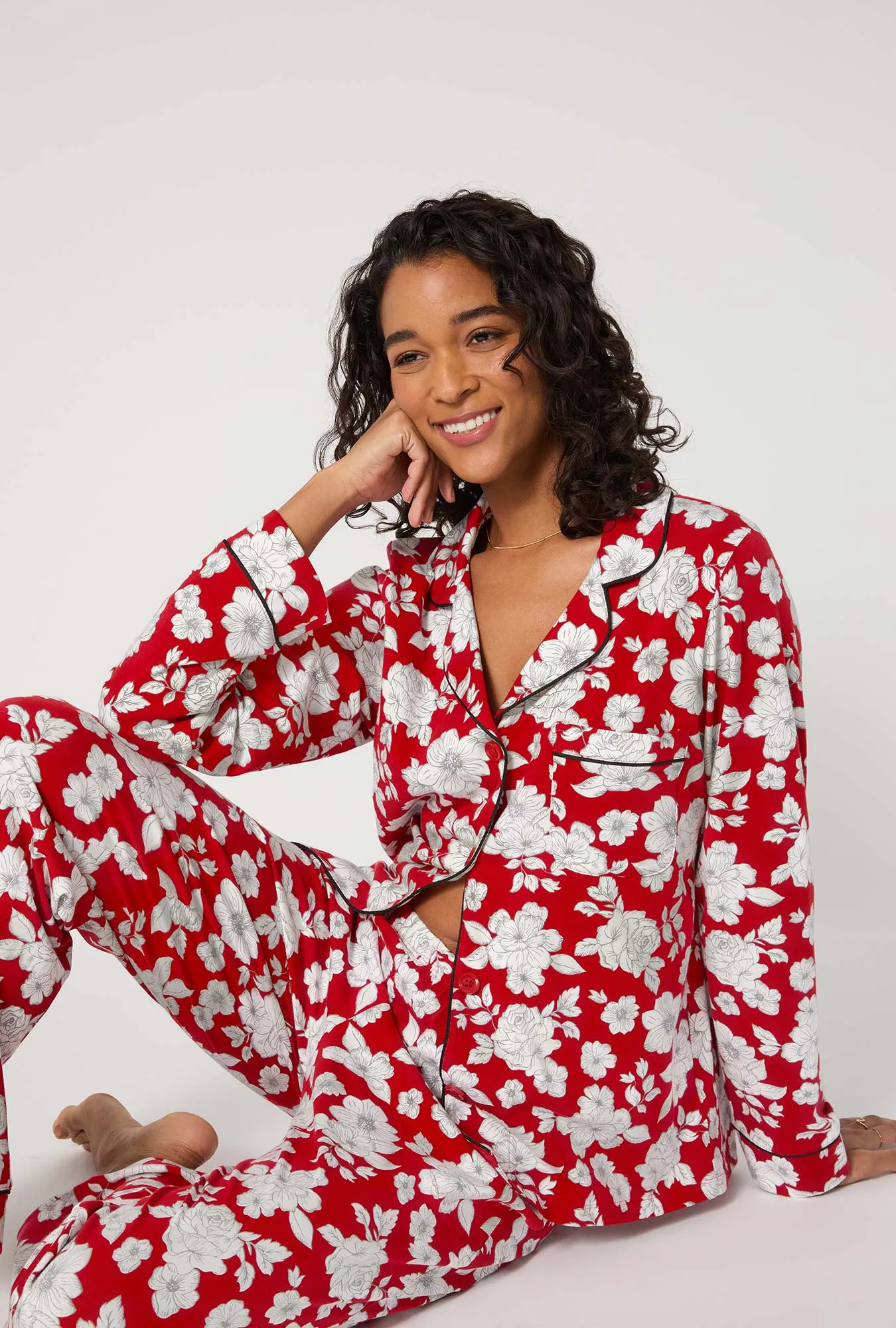 Floral Charm Long Sleeve Classic Stretch Jersey Pj Set sold by BedHead