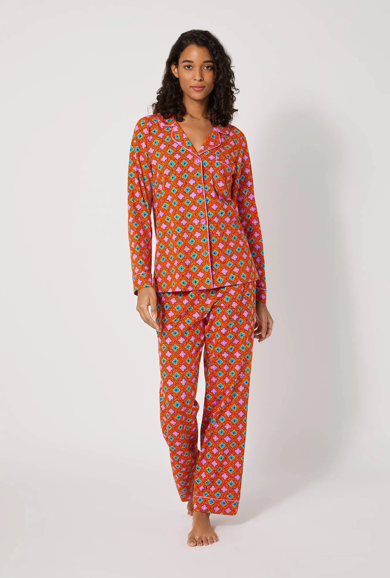 BedHead x Trina Turk Daisy Foulard Long Sleeve Classic Stretch Jersey Pj Set sold by BedHead product image thumbnail 2