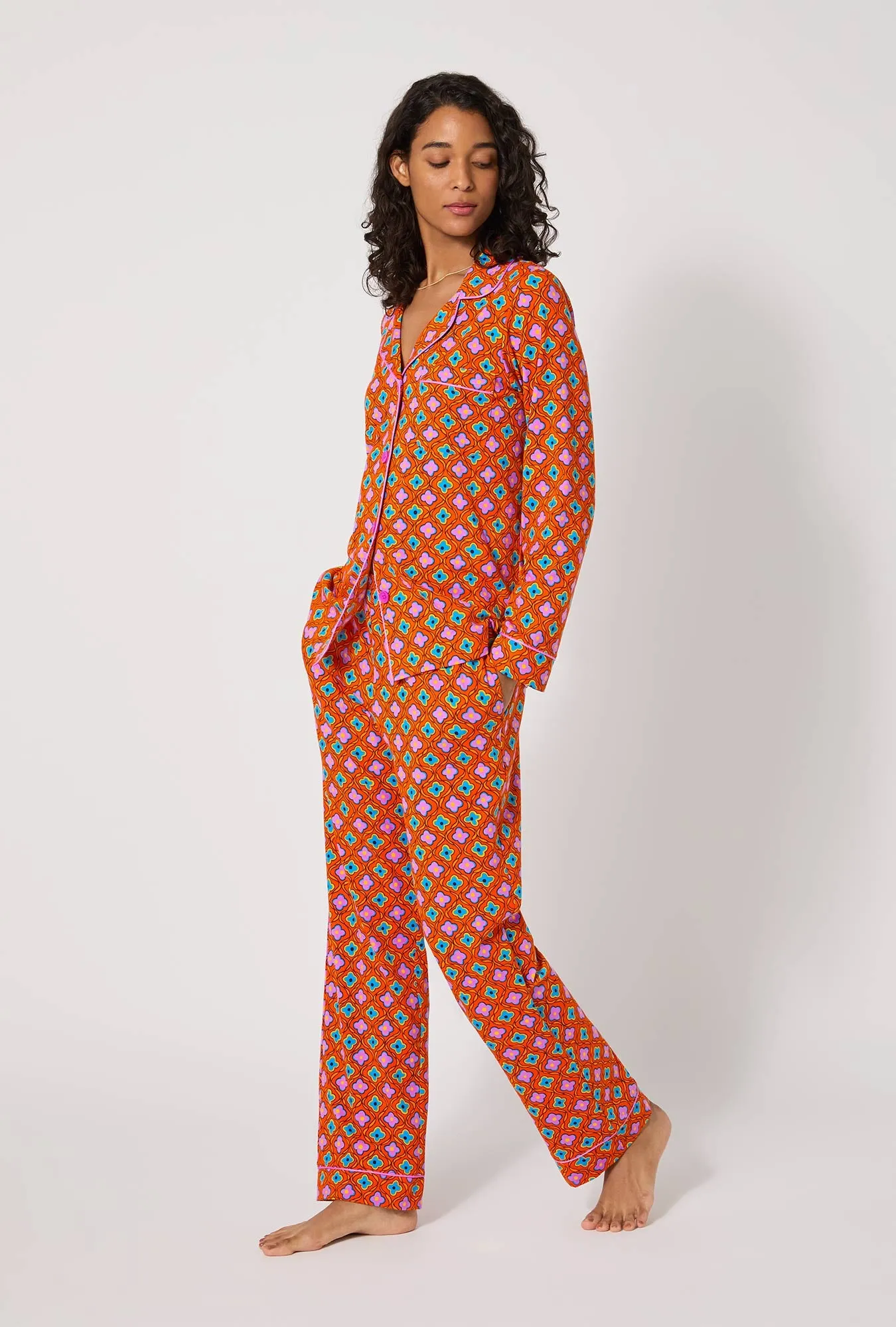 BedHead x Trina Turk Daisy Foulard Long Sleeve Classic Stretch Jersey Pj Set sold by BedHead product image thumbnail 3