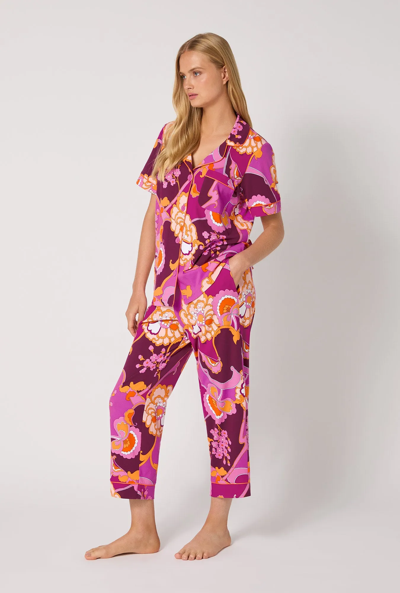 BedHead X Trina Turk Apache Plume Short Sleeve Classic Stretch Jersey Cropped Pj Set sold by BedHead product image thumbnail 2