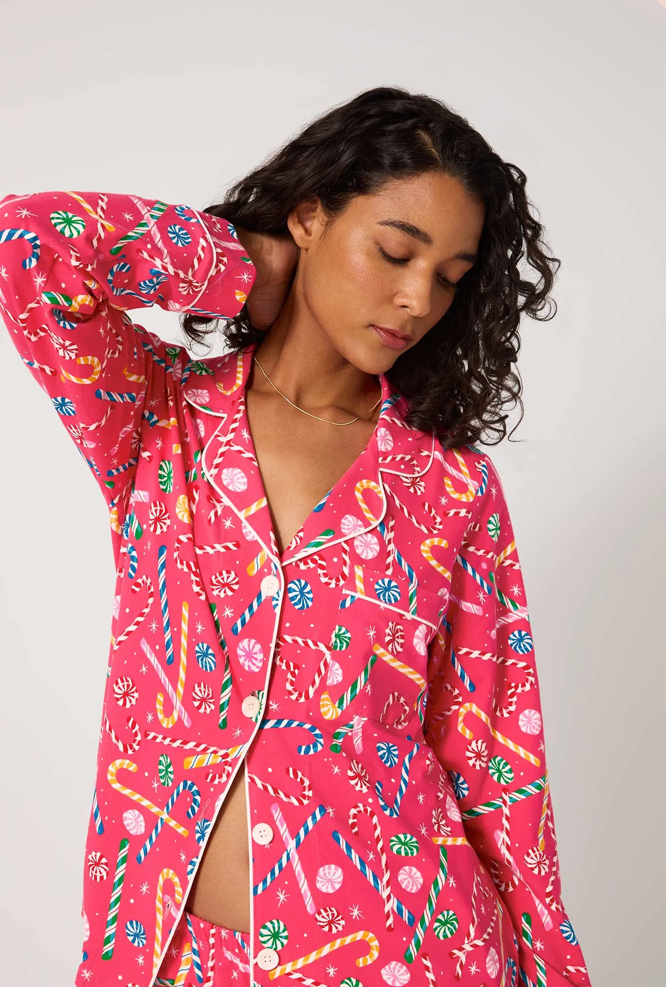 Peppermint Twist Long Sleeve Classic Stretch Jersey Shorty Pj Set sold by BedHead product image thumbnail 2