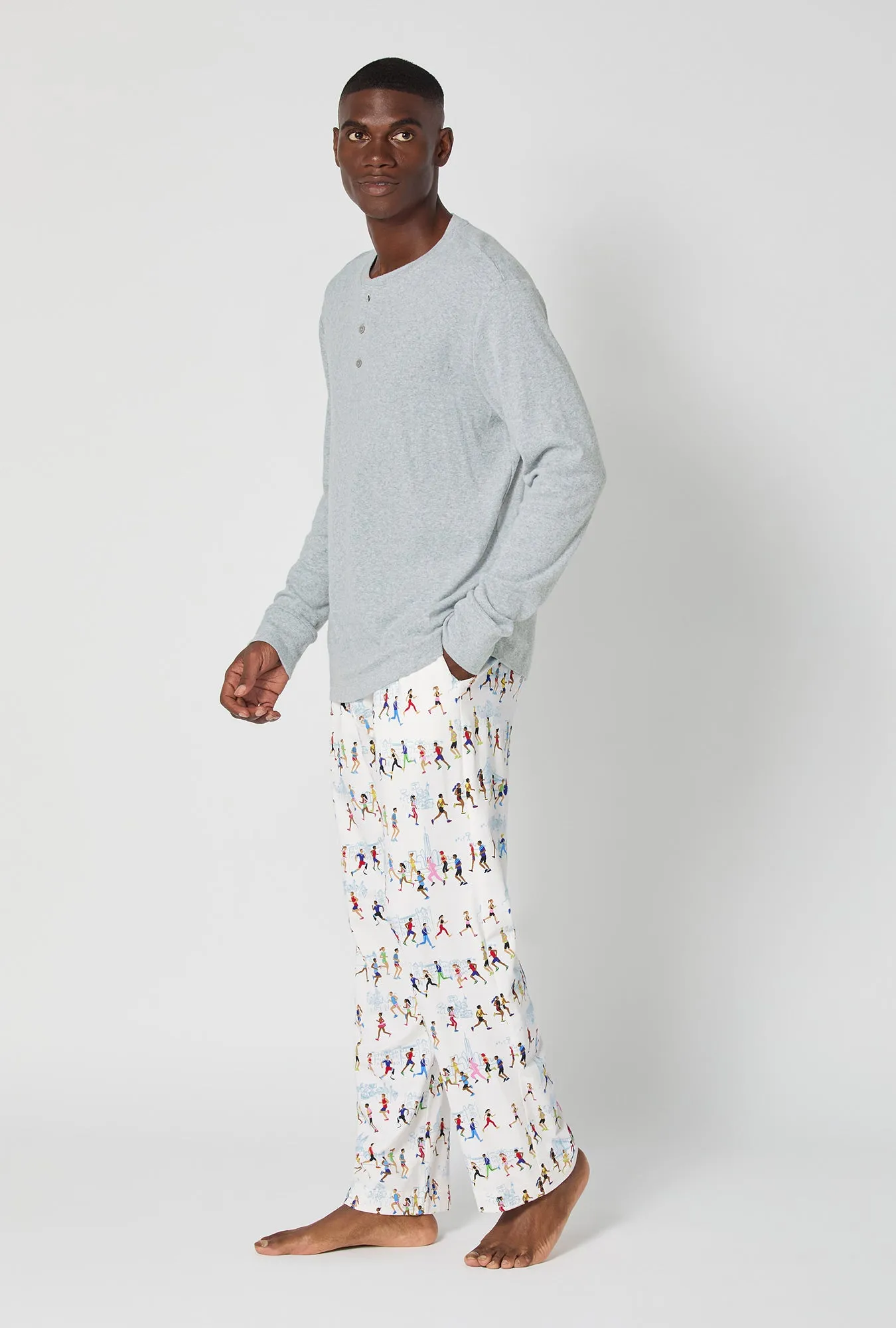 Run NYC Run Men's Long Sleeve Henley Stretch Jersey Pj Set sold by BedHead product image thumbnail 2