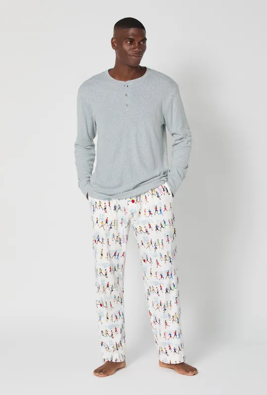 Run NYC Run Men's Long Sleeve Henley Stretch Jersey Pj Set sold by BedHead
