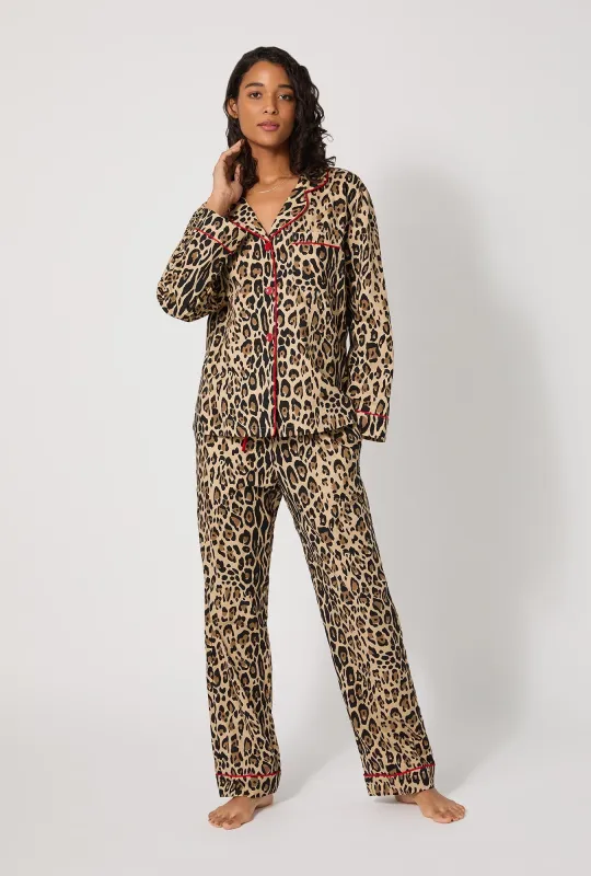 BedHead X Trina Turk Jaguar Stripe Long Sleeve Classic Woven Cotton Poplin Pj Set made by BedHead