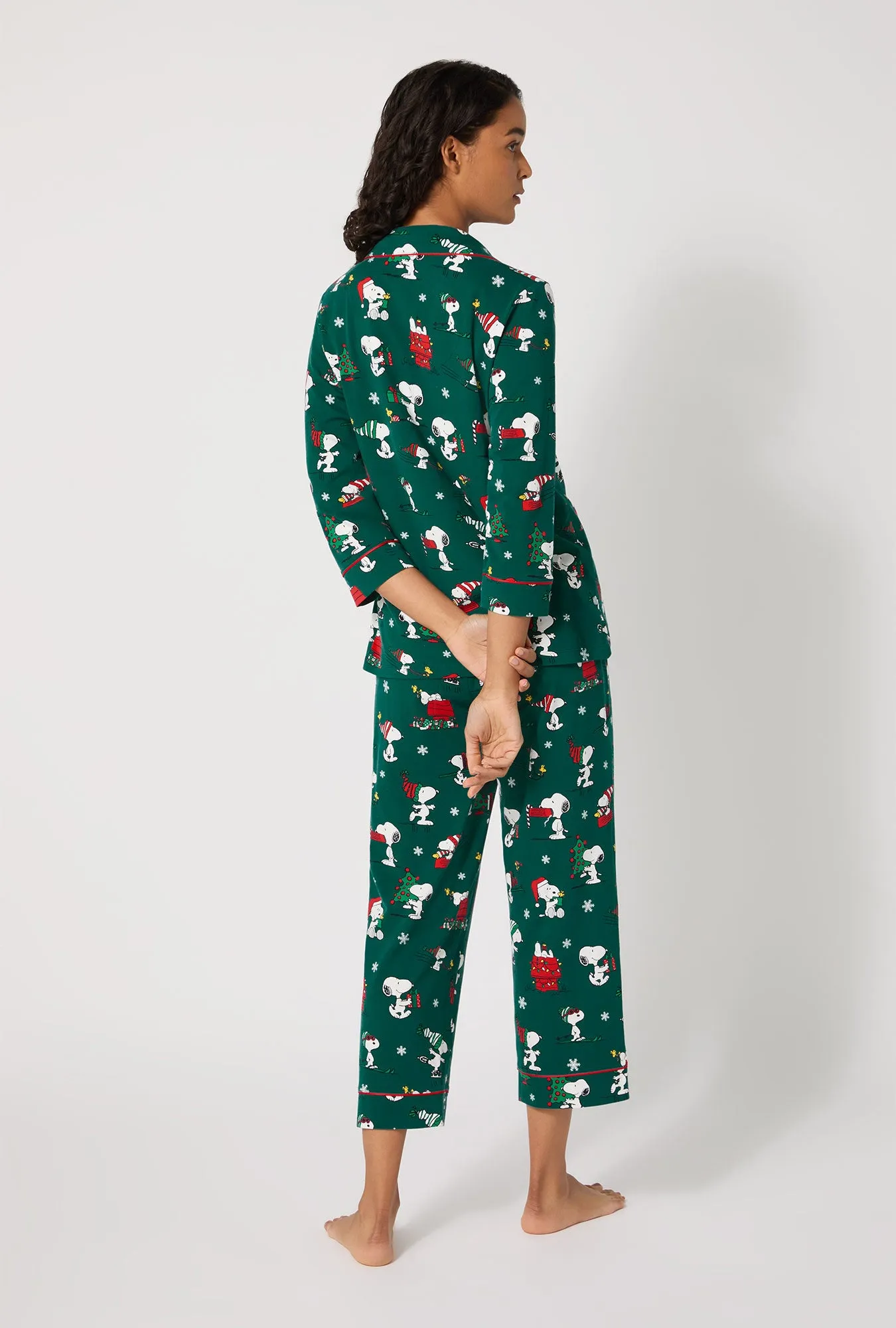 ®Snoopy's Holiday Fun 3/4 Sleeve Classic Stretch Jersey Cropped Pj Set sold by BedHead product image thumbnail 3