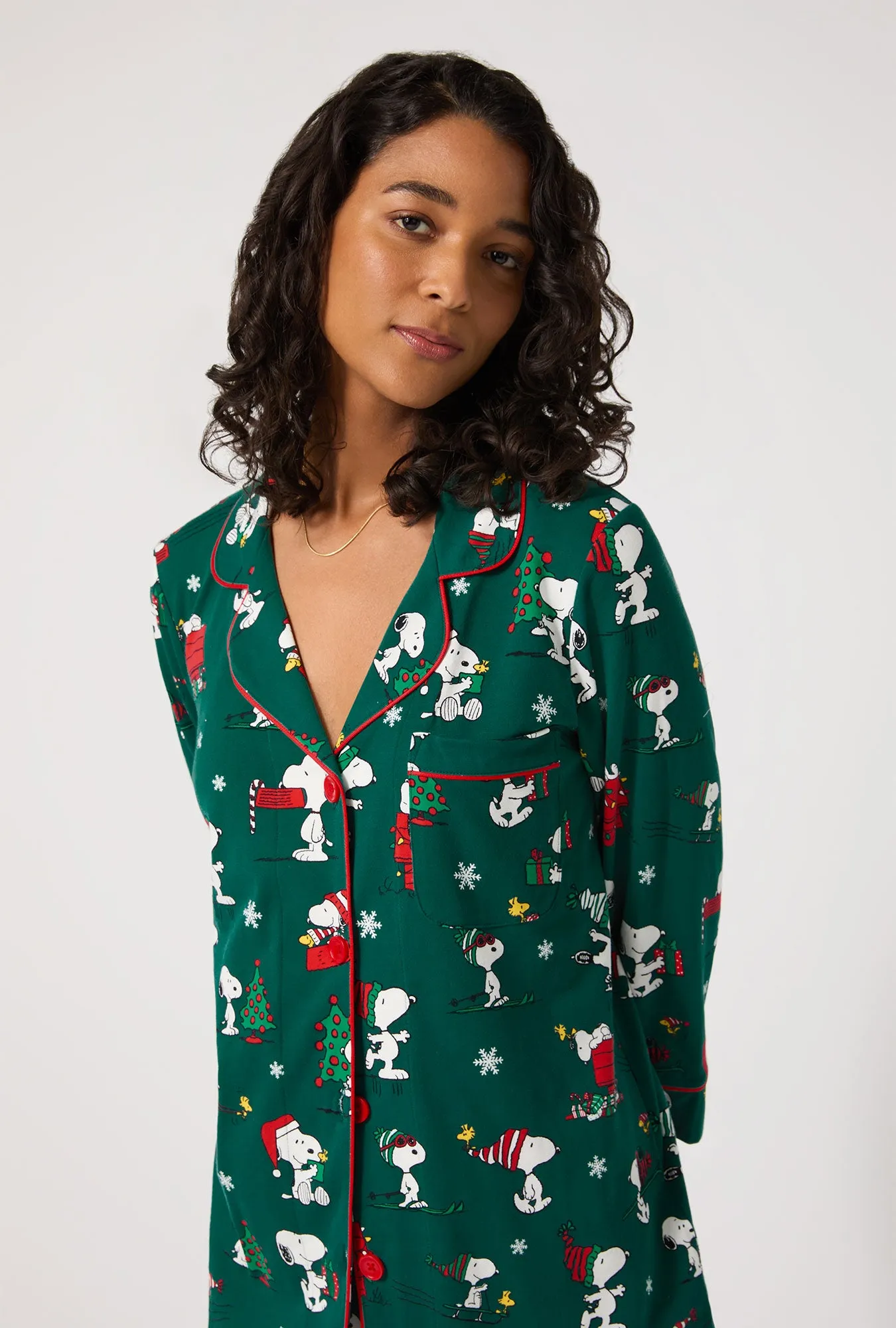 ®Snoopy's Holiday Fun 3/4 Sleeve Classic Stretch Jersey Cropped Pj Set sold by BedHead product image thumbnail 4