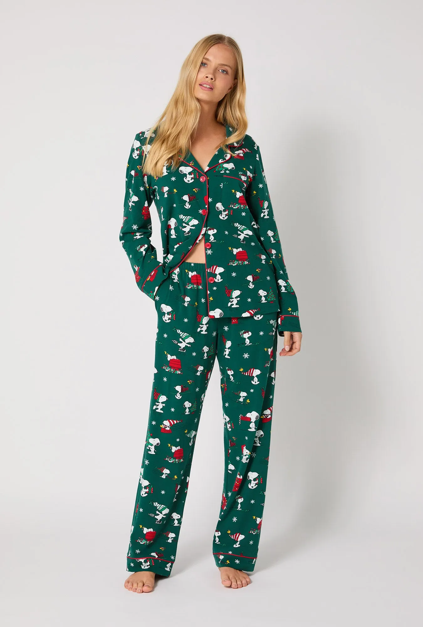 ®Snoopy's Holiday Fun Long Sleeve Classic Stretch Jersey Pj Set sold by BedHead product image thumbnail 2