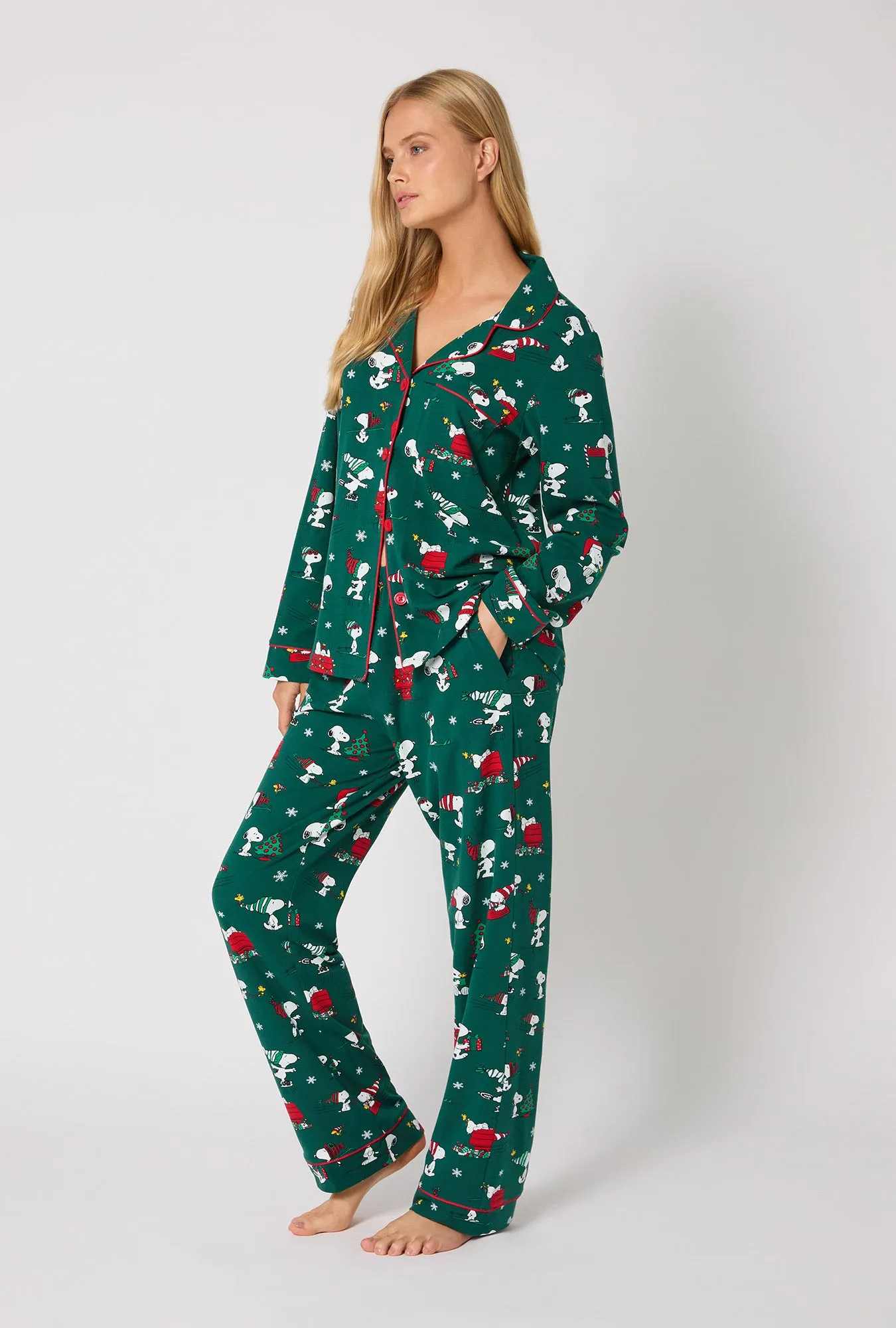 ®Snoopy's Holiday Fun Long Sleeve Classic Stretch Jersey Pj Set sold by BedHead product image thumbnail 3