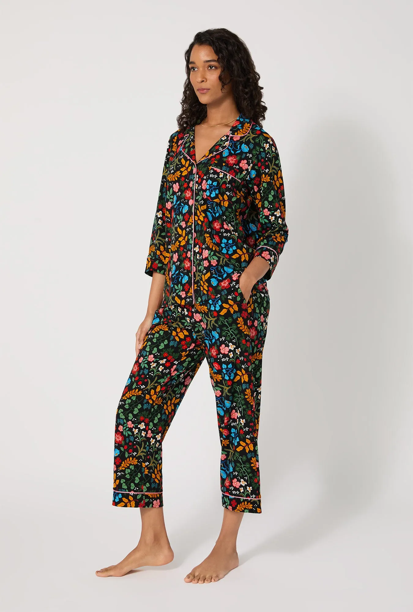 Winter Blooms 3/4 Sleeve Classic Stretch Jersey Cropped Pj Set sold by BedHead product image thumbnail 4