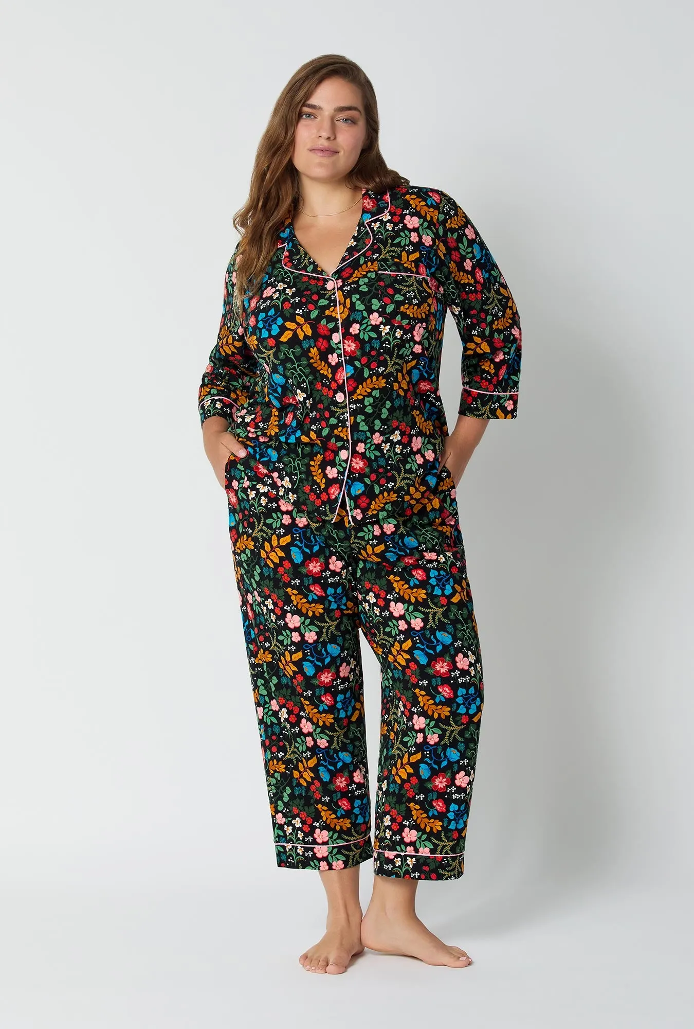Winter Blooms 3/4 Sleeve Classic Stretch Jersey Cropped Pj Set sold by BedHead product image thumbnail 5