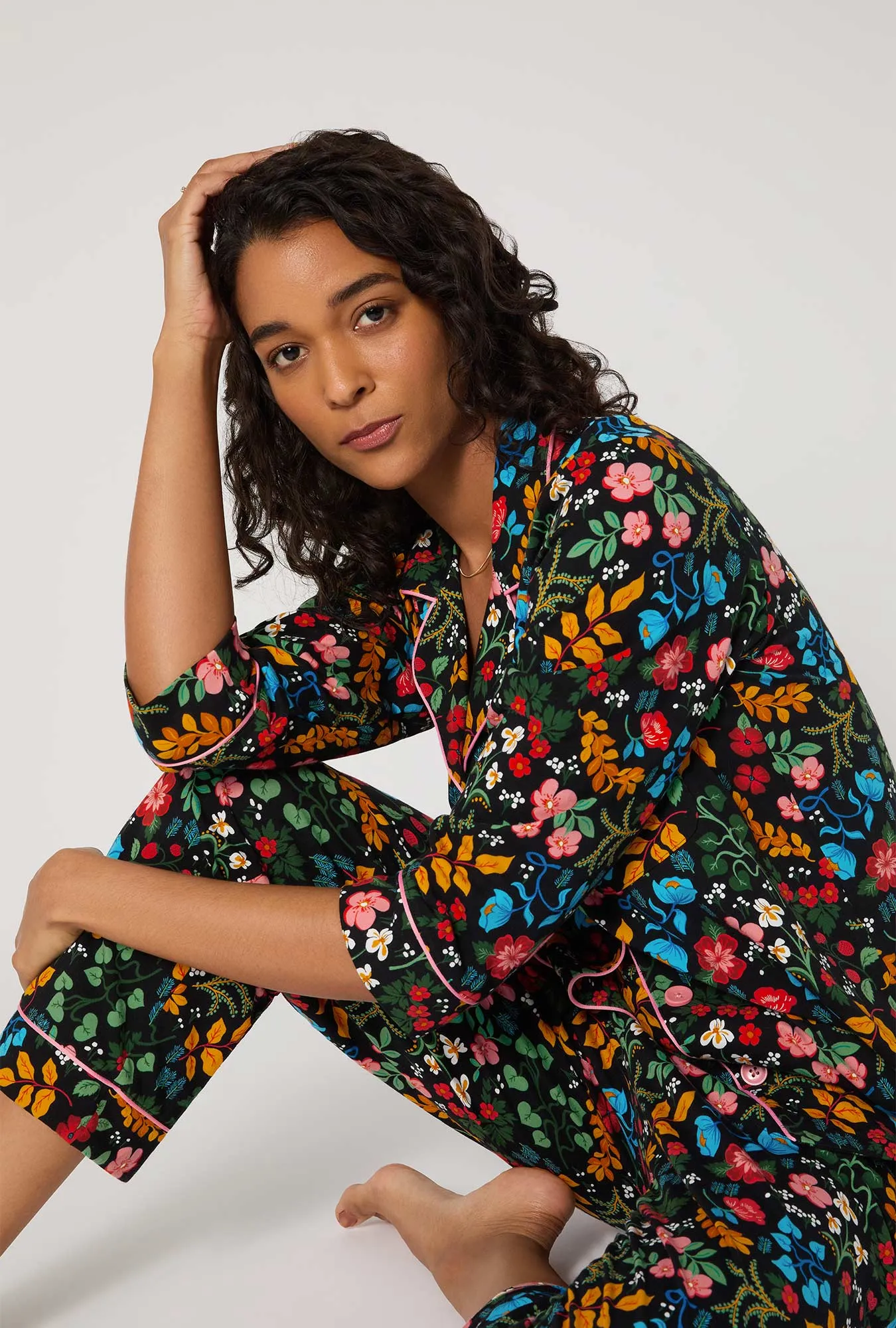 Winter Blooms 3/4 Sleeve Classic Stretch Jersey Cropped Pj Set sold by BedHead product image thumbnail 2