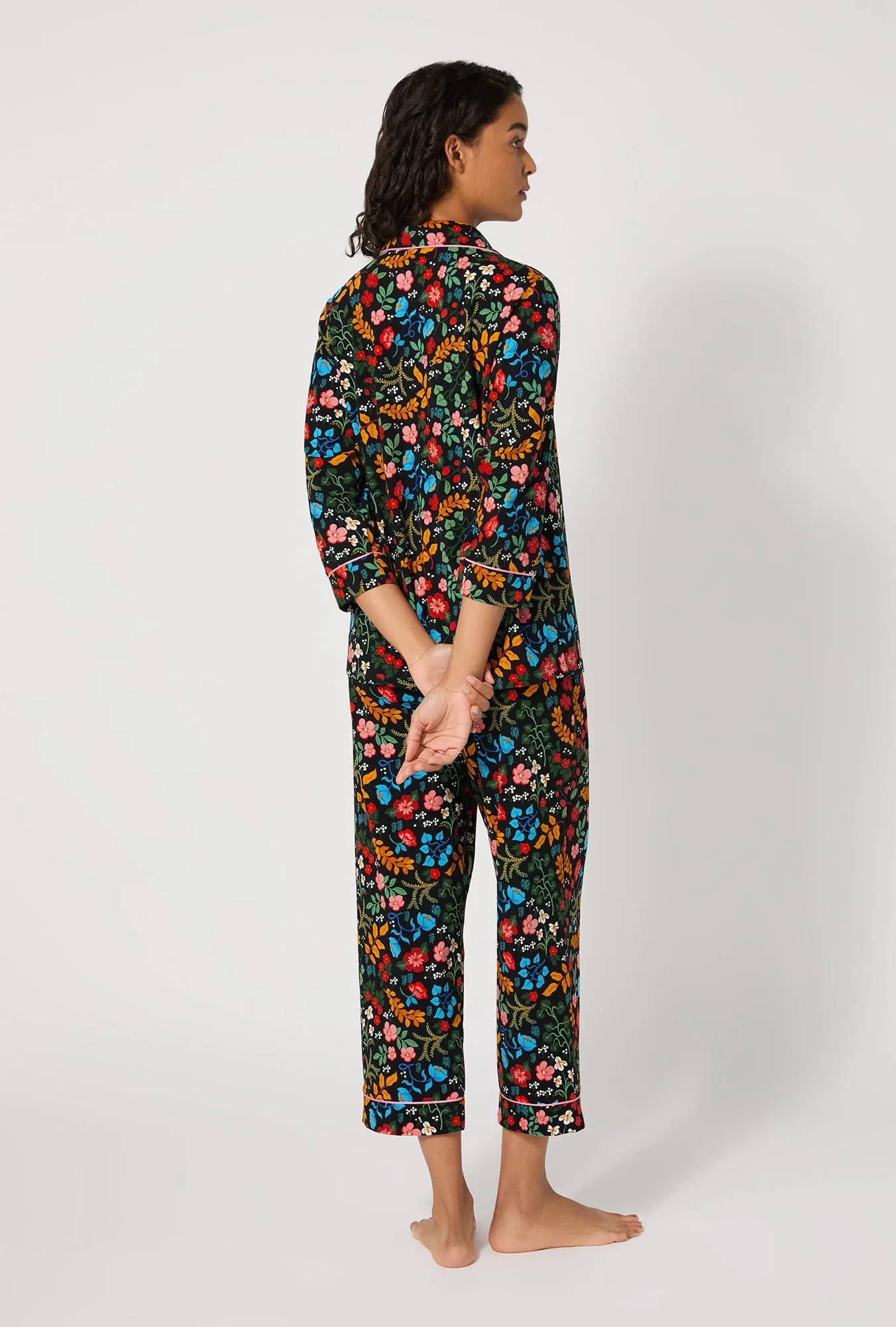 Winter Blooms 3/4 Sleeve Classic Stretch Jersey Cropped Pj Set sold by BedHead product image thumbnail 3