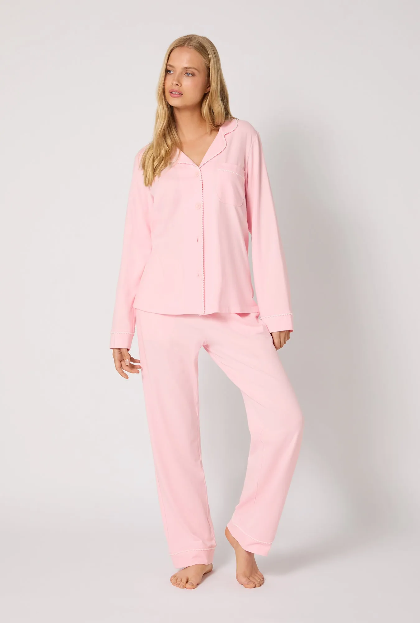 Pink Powder Long Sleeve Classic Stretch Jersey Pj Set sold by BedHead product image thumbnail 2