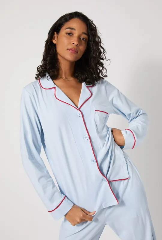 Blissful Blue Long Sleeve Classic Stretch Jersey Pj Set sold by BedHead