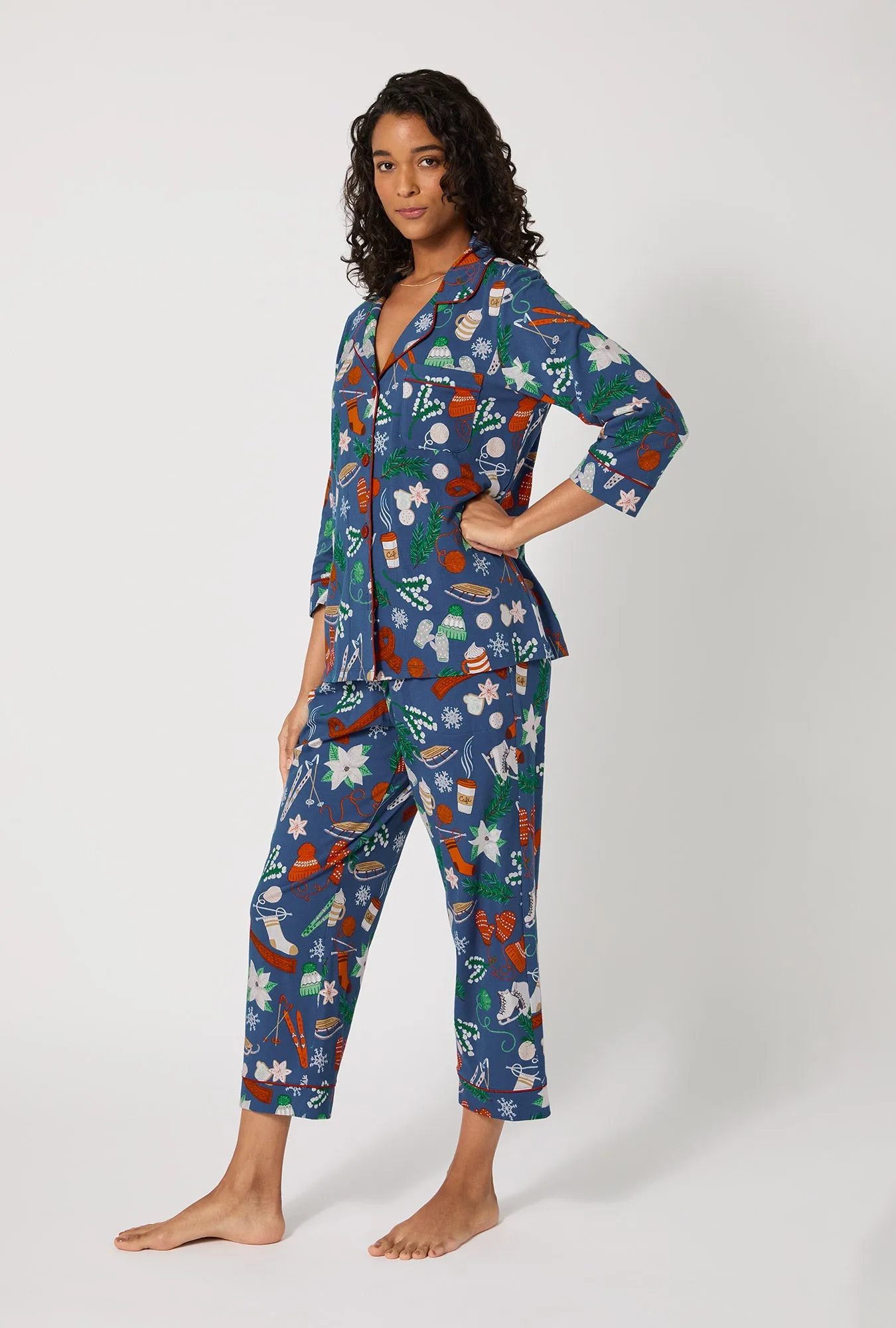 Winter Charm 3/4 Sleeve Classic Stretch Jersey Cropped Pj Set sold by BedHead product image thumbnail 2
