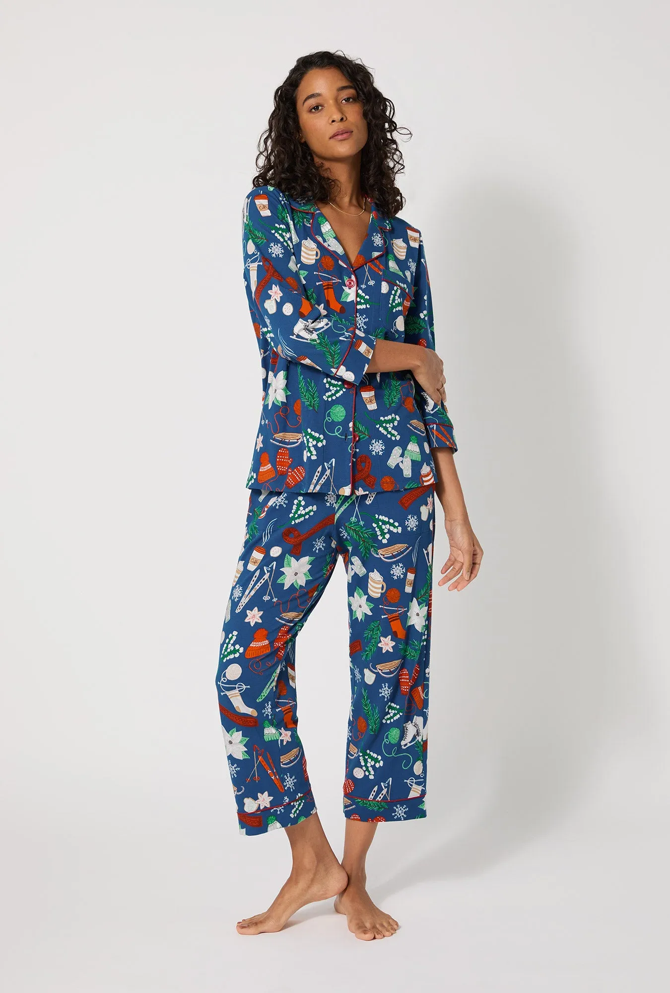 Winter Charm 3/4 Sleeve Classic Stretch Jersey Cropped Pj Set sold by BedHead