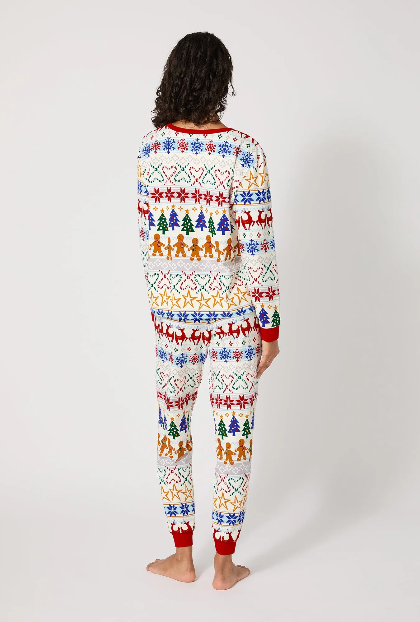 Deck The Halls Long Sleeve Pullover Crew And Jogger Stretch Jersey Pj Set sold by BedHead product image thumbnail 3