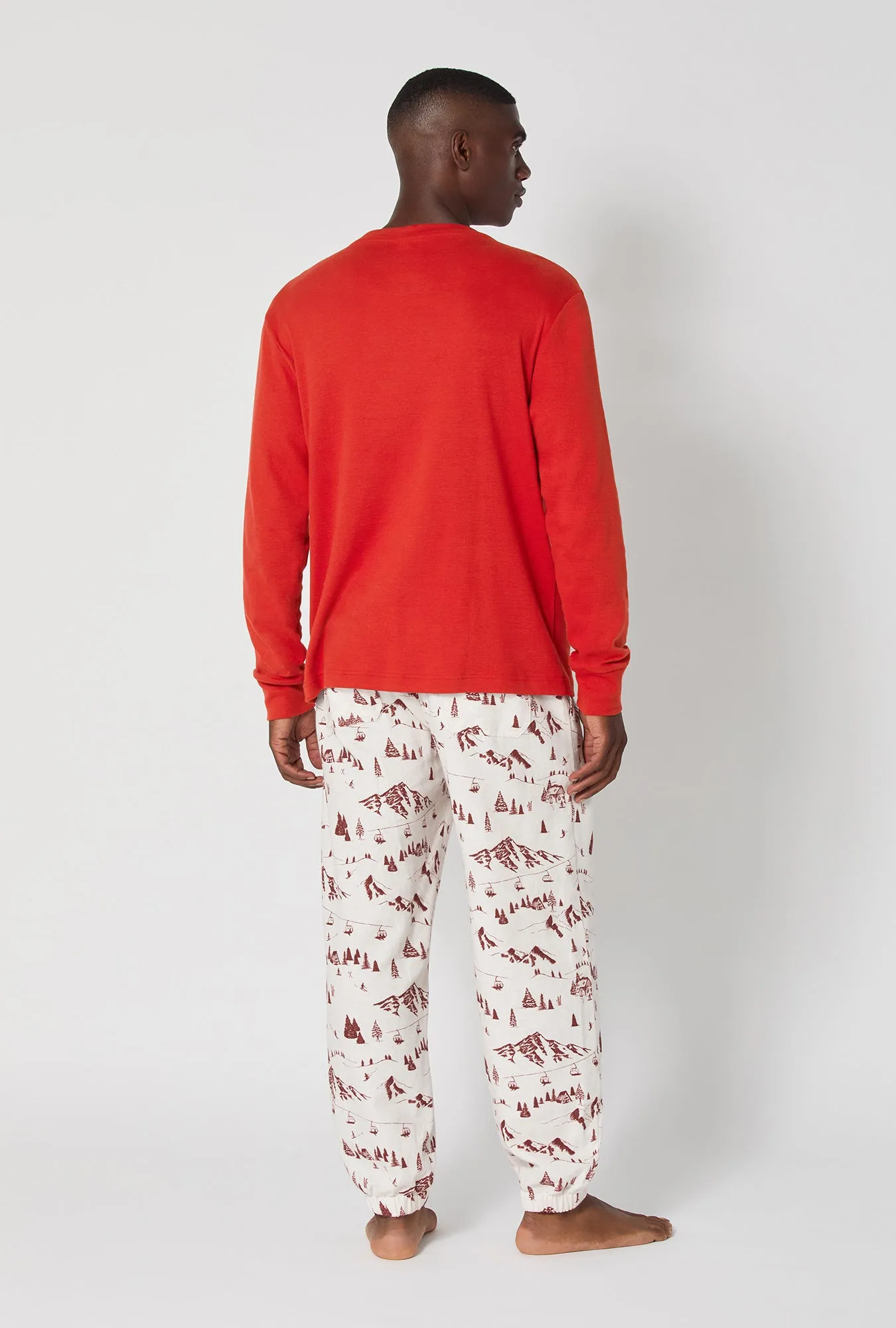 Alpine Toile Long Sleeve Henley And Jogger Woven Portuguese Flannel PJ Set sold by BedHead product image thumbnail 5
