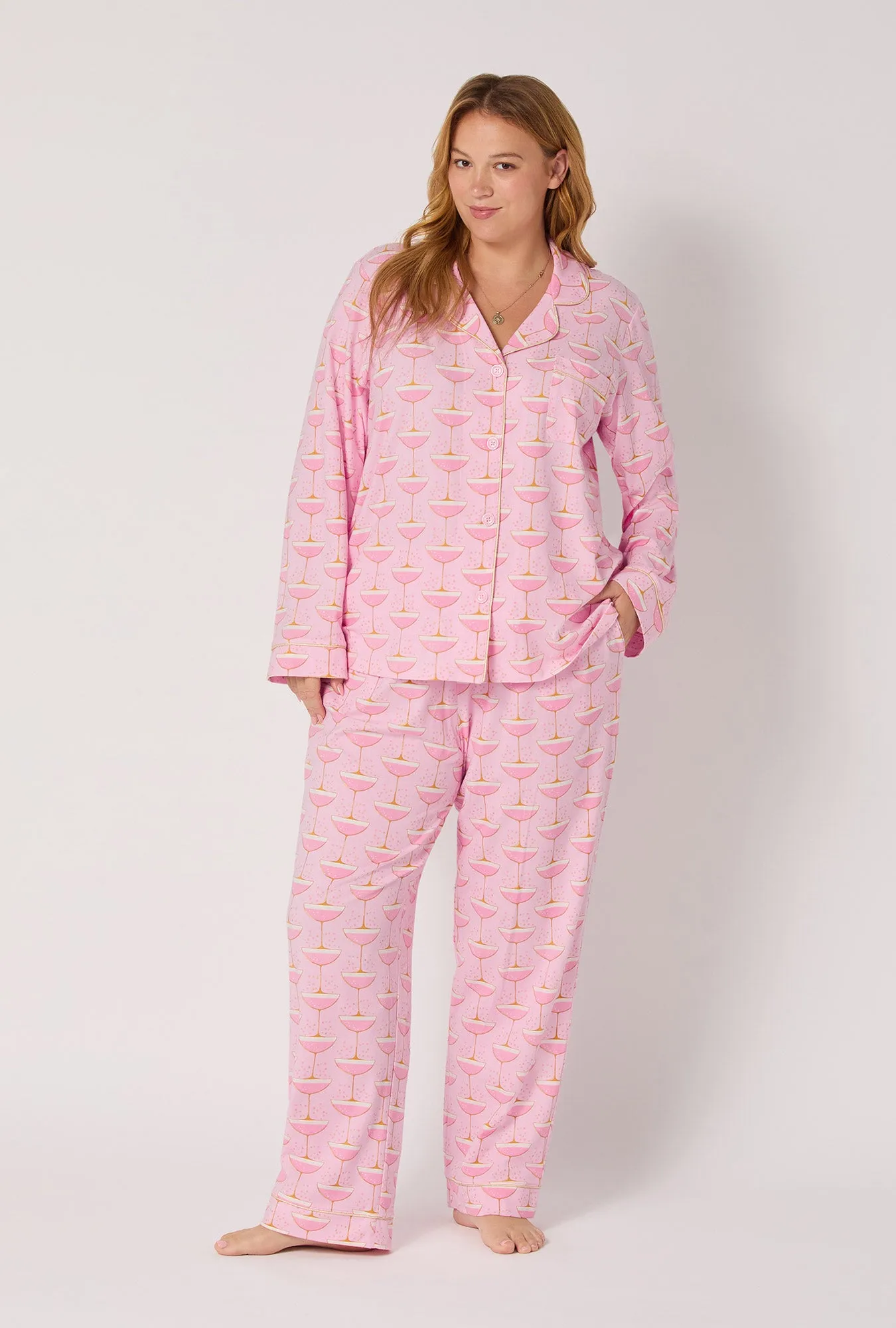 Champagne Coupe Long Sleeve Classic Stretch Jersey Pj Set sold by BedHead product image thumbnail 5