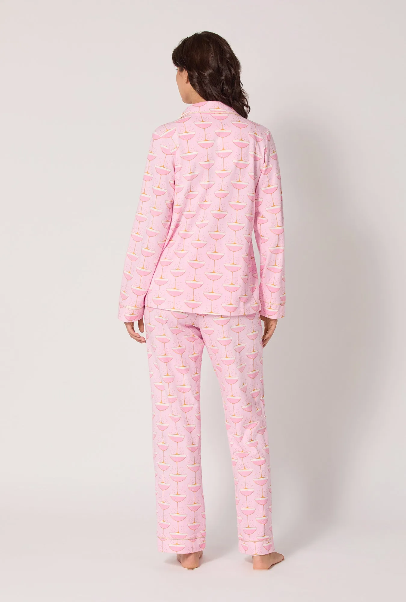 Champagne Coupe Long Sleeve Classic Stretch Jersey Pj Set sold by BedHead product image thumbnail 4