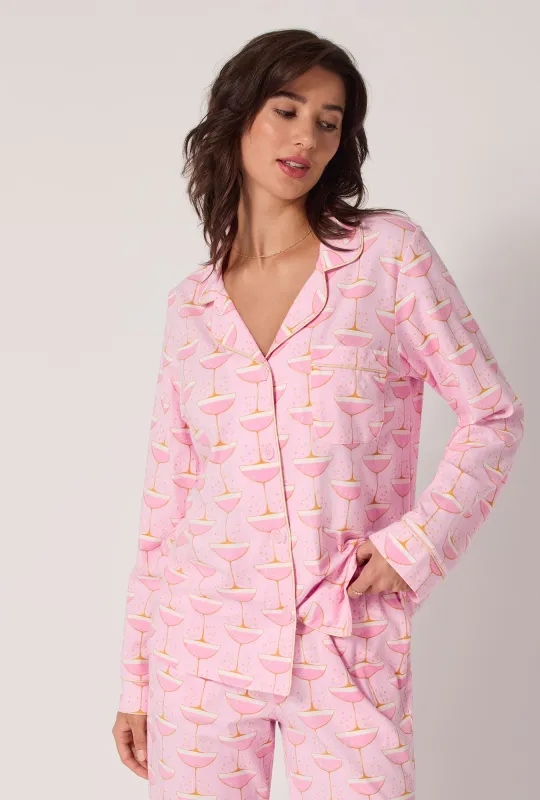 Champagne Coupe Long Sleeve Classic Stretch Jersey Pj Set sold by BedHead